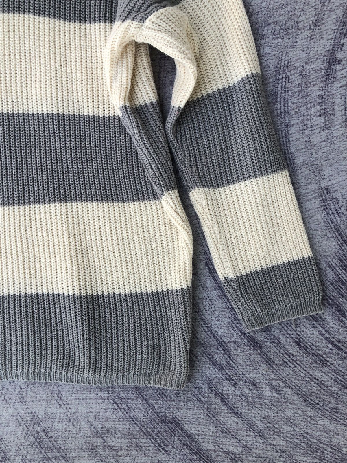 Designer × OVER THE STRiPES CableKnit V Neck Stripe Jumper Pullover Size US XL / EU 56 / 4 - 9 Thumbnail