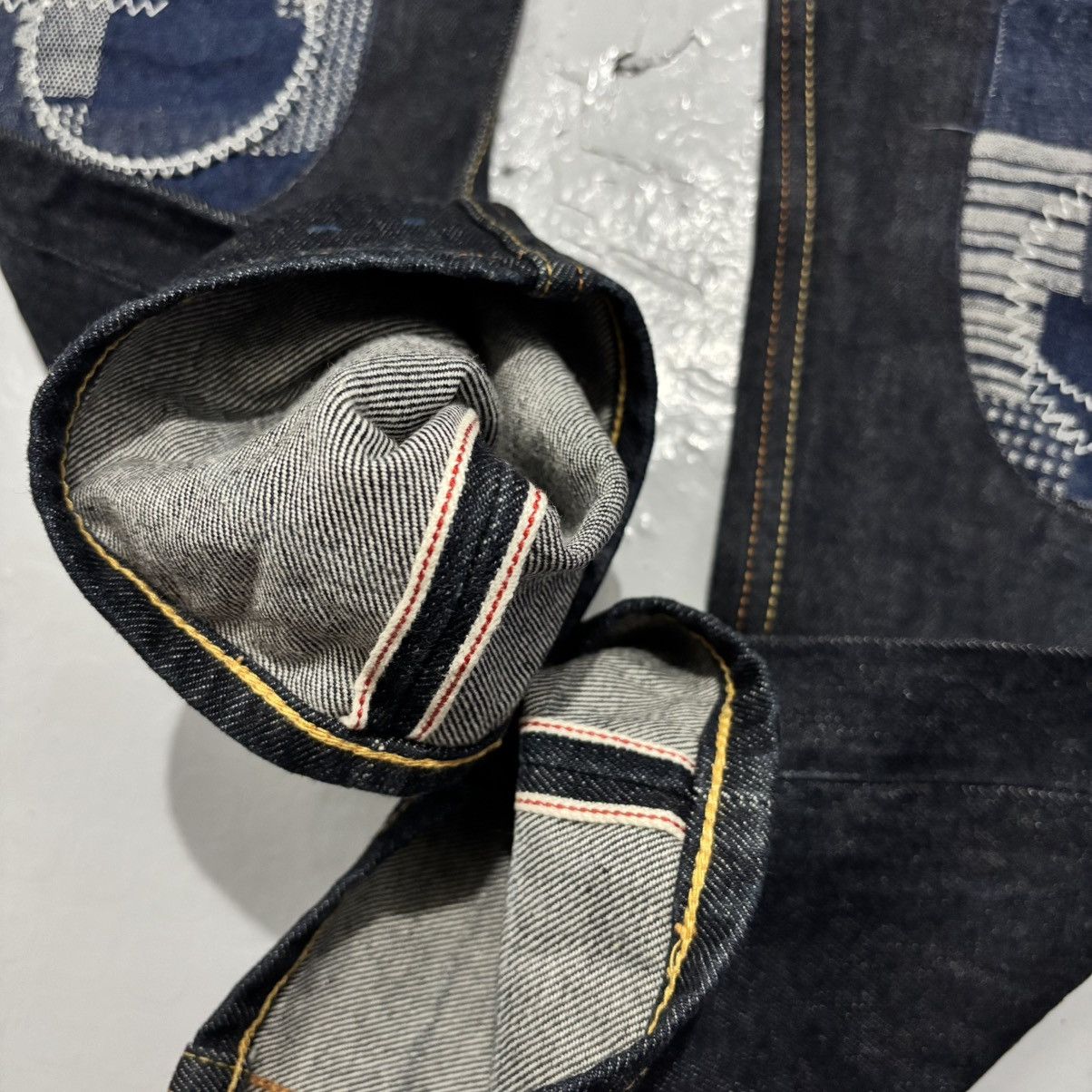 Evisu EVISU CHECKERED PATCH WORK DAICOCK STRAIGHT CUT JEANS Size US 32 / EU 48 - 6 Thumbnail