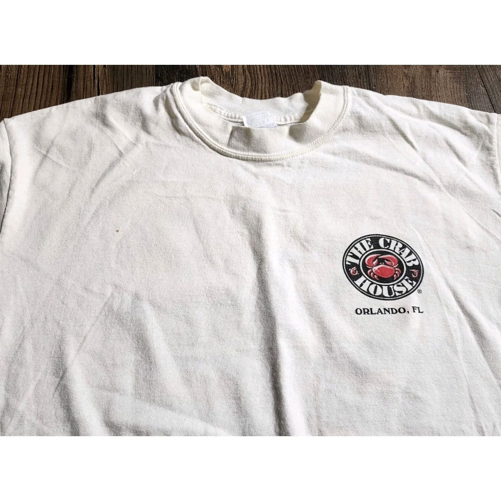 Gildan VINTAGE Gildan T-Shirt Mens L White Double-Sided Feelin Crabby? The Crab House FL Distressed Size US L / EU 52-54 / 3 - 4 Thumbnail