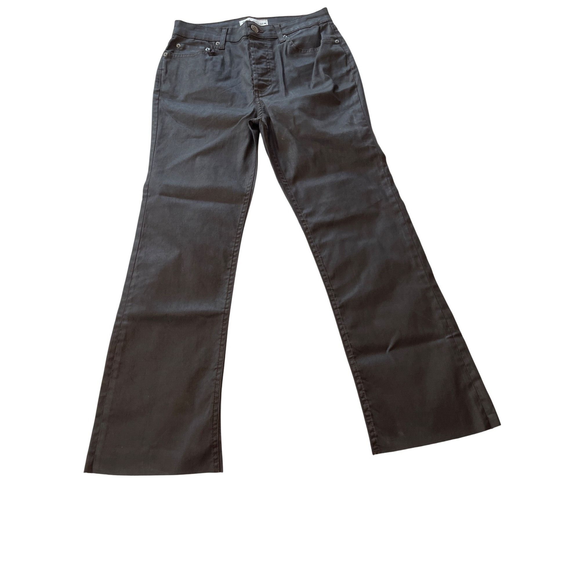Zara Zara Womens The Dreed Flare Pants Size 8 Black Cotton Blend Size 30" / US 8 / IT 44 - 1 Thumbnail