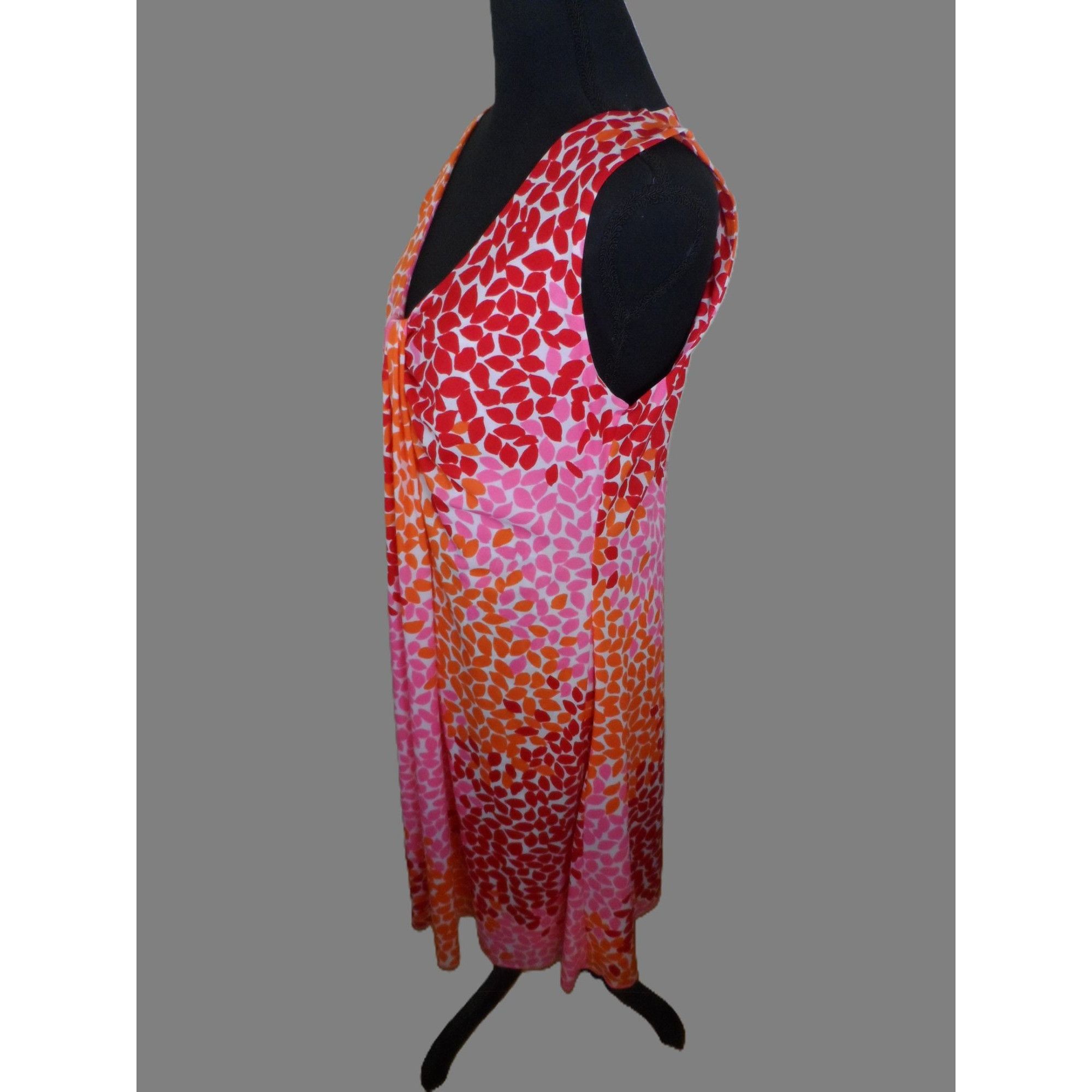 Other Chaus Womens Dress M Multicolor Leaf Print Sleeveless V-Neck Size M / US 6-8 / IT 42-44 - 3 Thumbnail