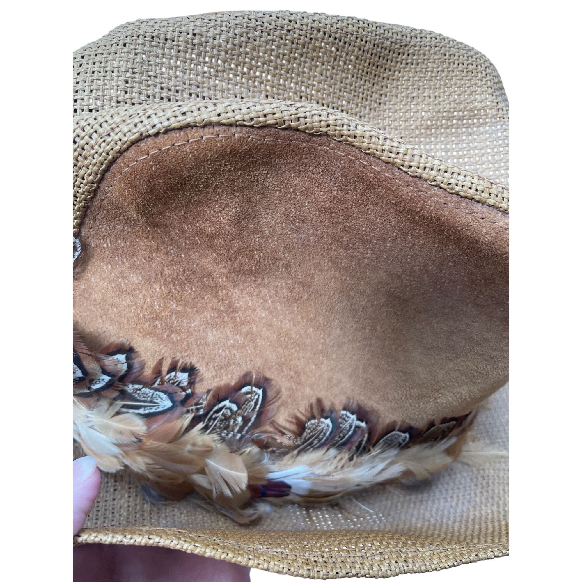 Wolverine Wolverine Western Wear Womens Brown Feathered Straw Cowboy H Size ONE SIZE - 5 Thumbnail