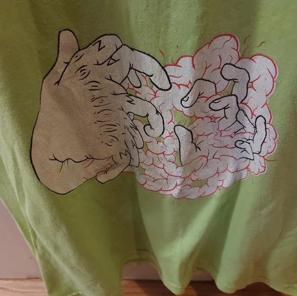 Band Tees × Vintage 'MAN MAN'- Rare Y2K Green Hanes Medium Graphic Band T Shirt Size US M / EU 48-50 / 2 - 3 Thumbnail