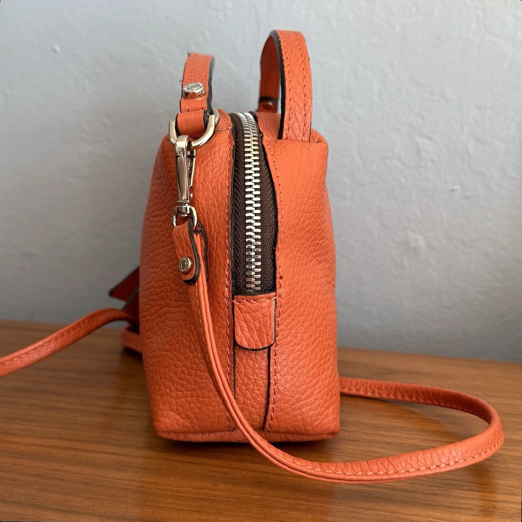 Gianni Chiarini Gianni Chiarini Leather Alifa 2-Way Tote Bag Small Crossbody Purse Bag Orange Women Bag Orange 2-way Shoulder Bag Womens Size ONE SIZE - 3 Thumbnail