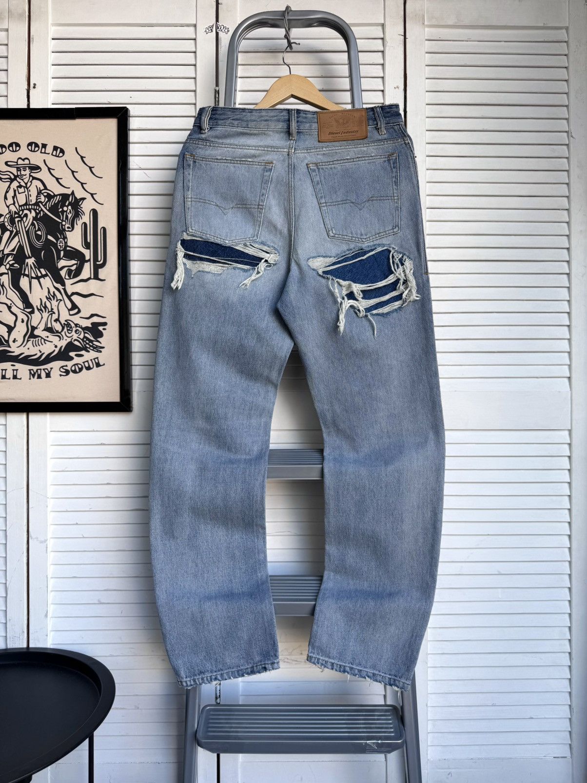 Diesel DIESEL D-Rekiv-Z Washed Distressed Jeans Ripped Denim 09C90 Size US 30 / EU 46 - 4 Thumbnail