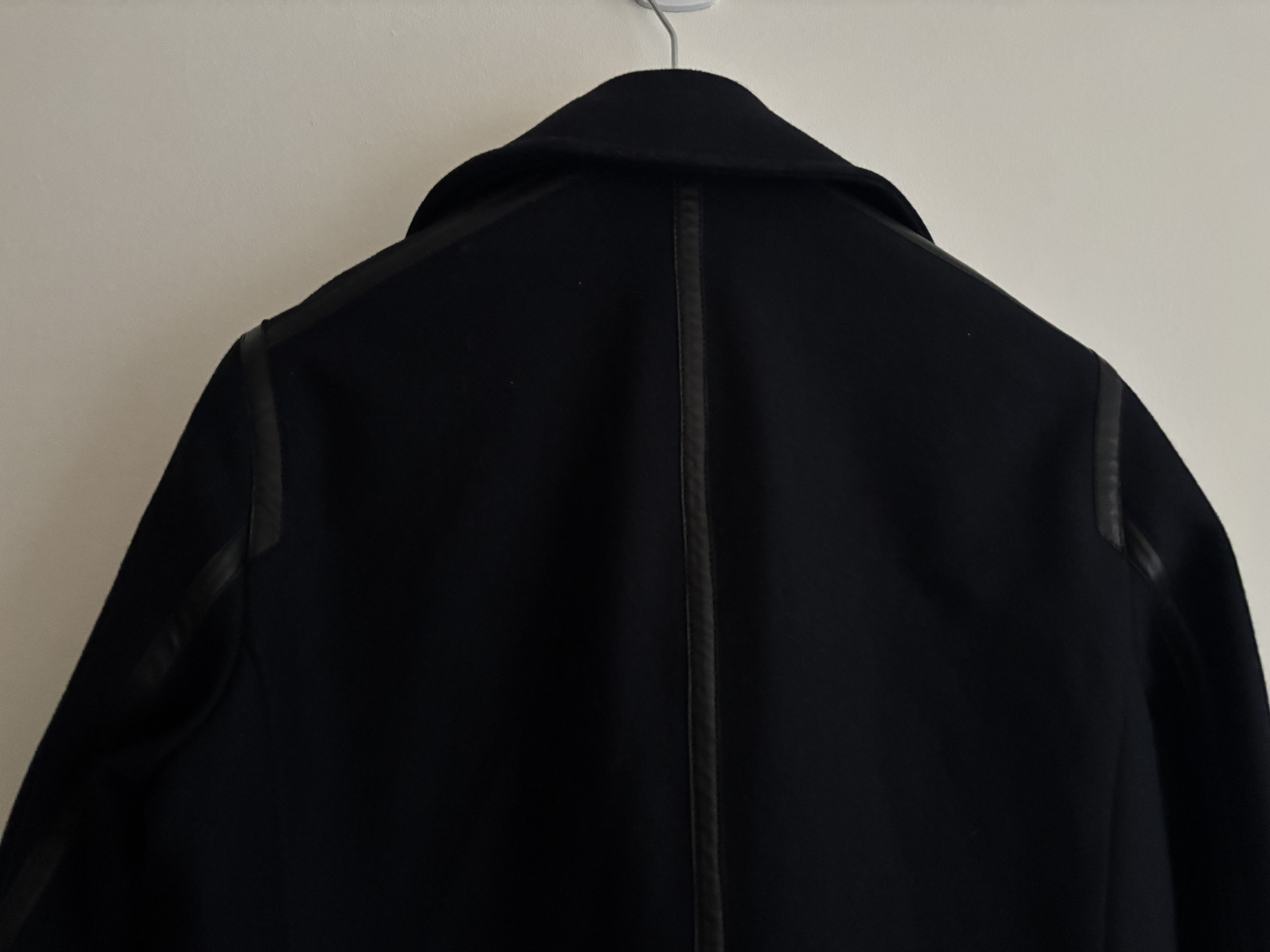 Allsaints $600 Salter Navy Wool Pea Coat Leather Trim- Medium Size US M / EU 48-50 / 2 - 10 Thumbnail