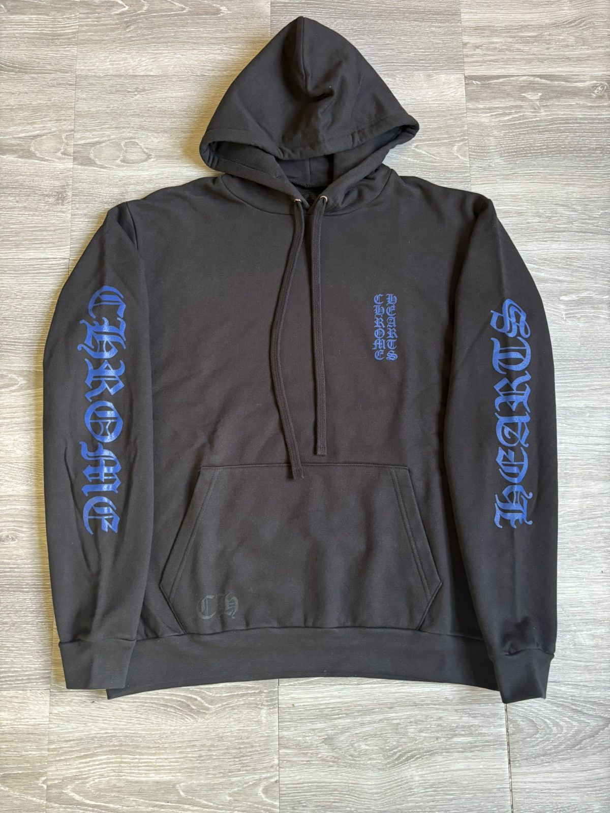 Chrome Hearts Chrome Hearts Black Blue Vertical Logo Hoodie | Grailed