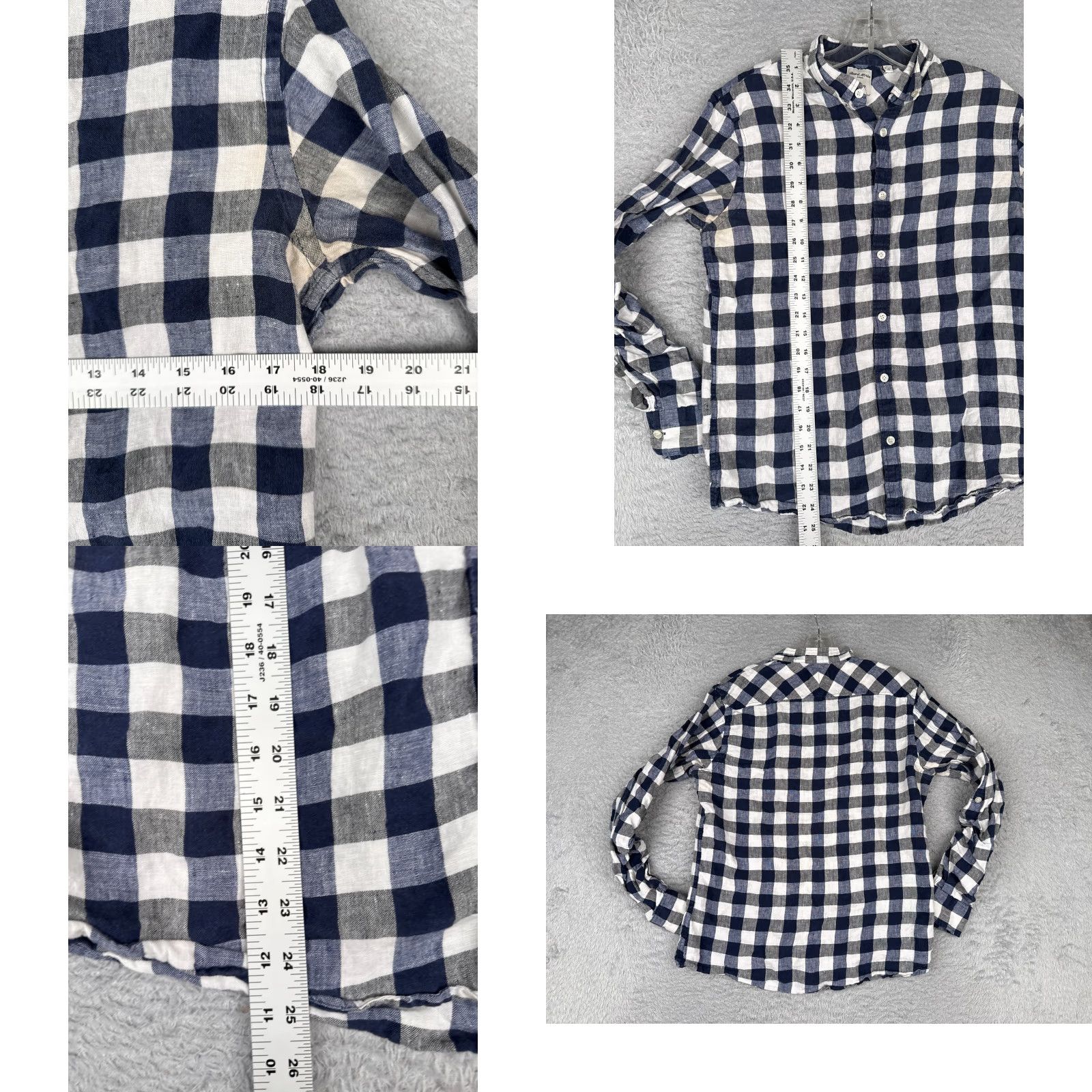 Murano Baird McNutt Shirt Women Medium Blue Plaid Button-Up Slim Fit Linen Size M / US 6-8 / IT 42-44 - 8 Thumbnail