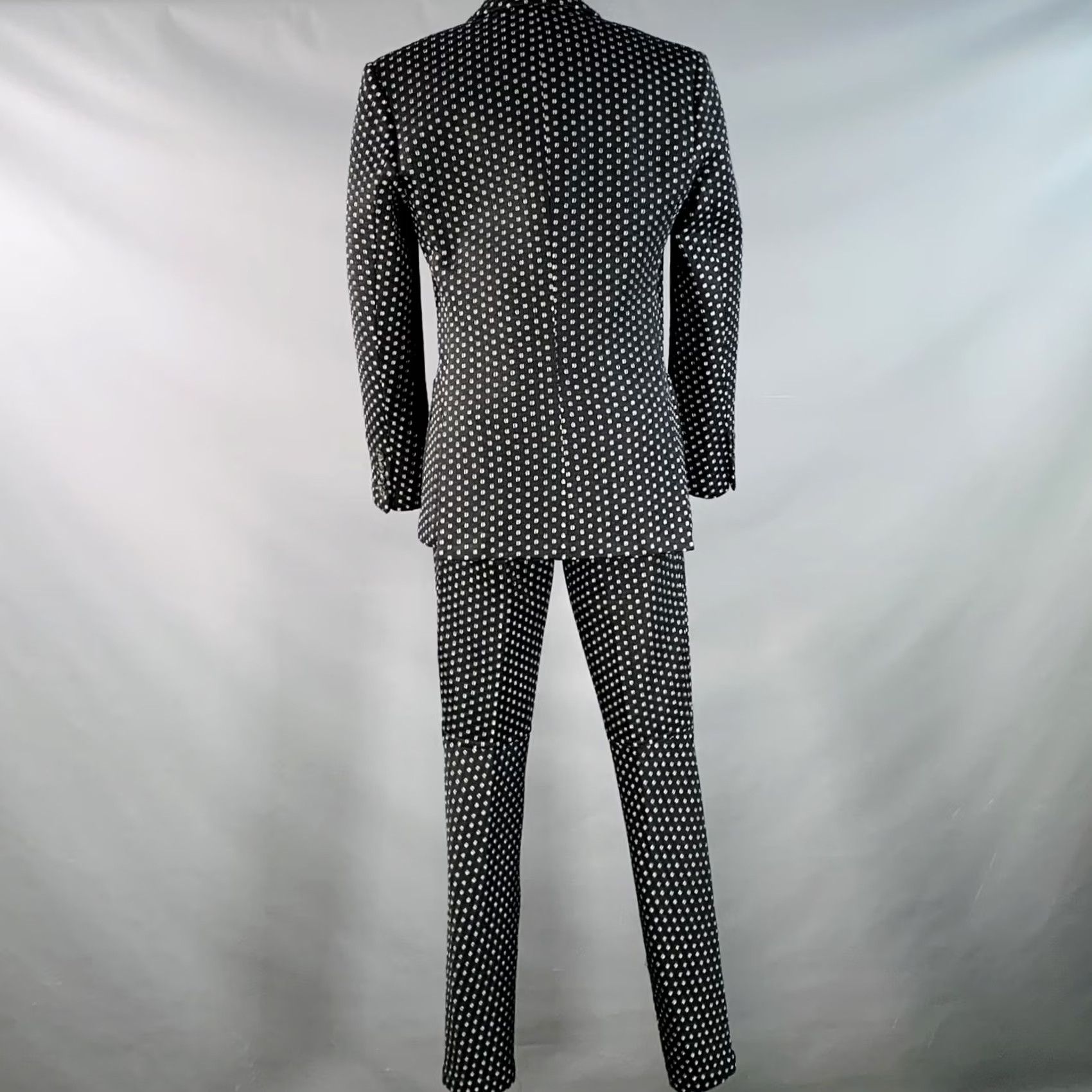 Mr Turk MR TURK Suit 36 Regular Black White Perforated Polyester Notch Lapel Men Size 36R - 4 Thumbnail