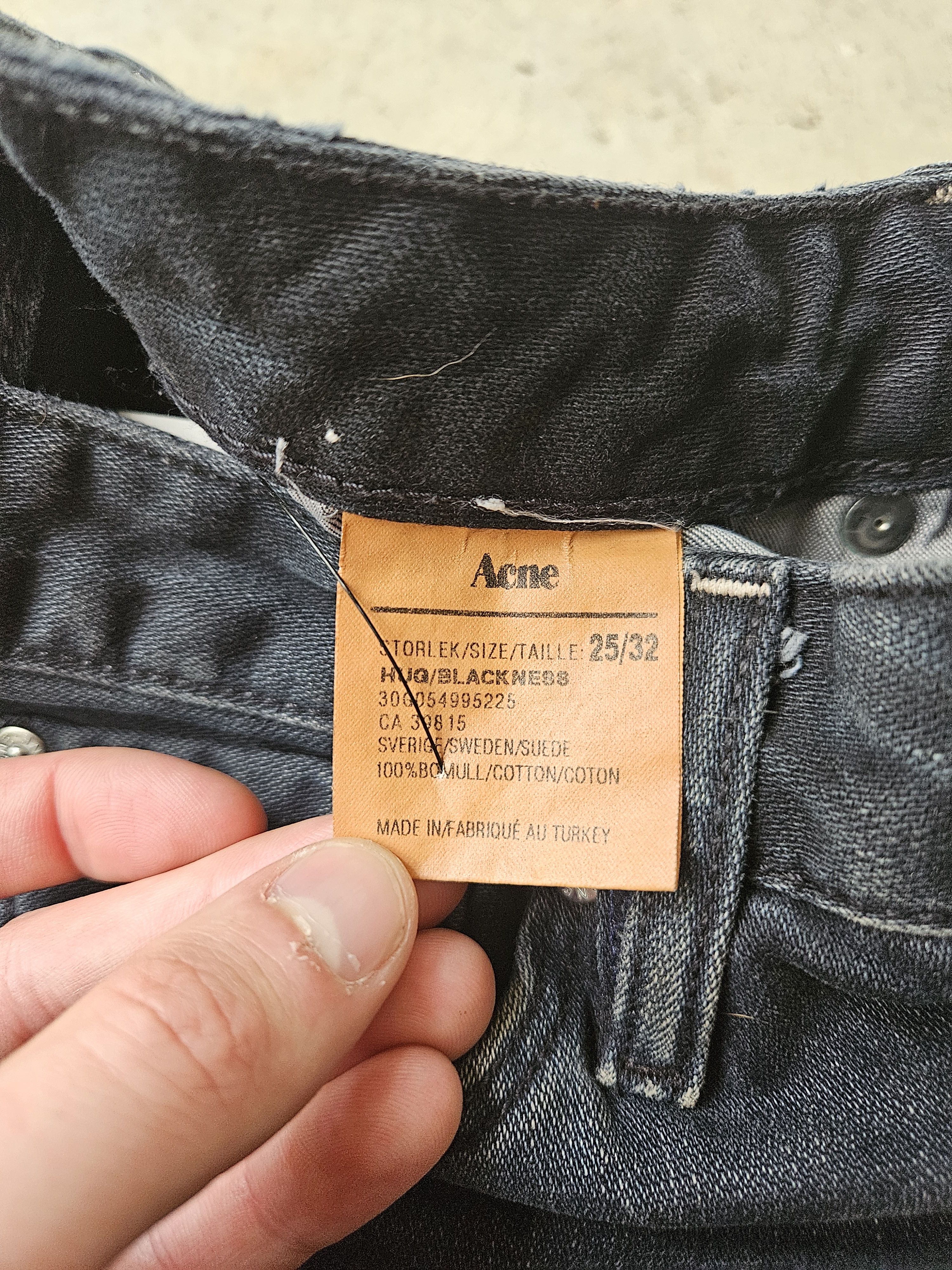 Acne Studios Hug Blackness Dark Blue Leather Patch Denim Jeans Size US 28 / EU 44 - 10 Thumbnail
