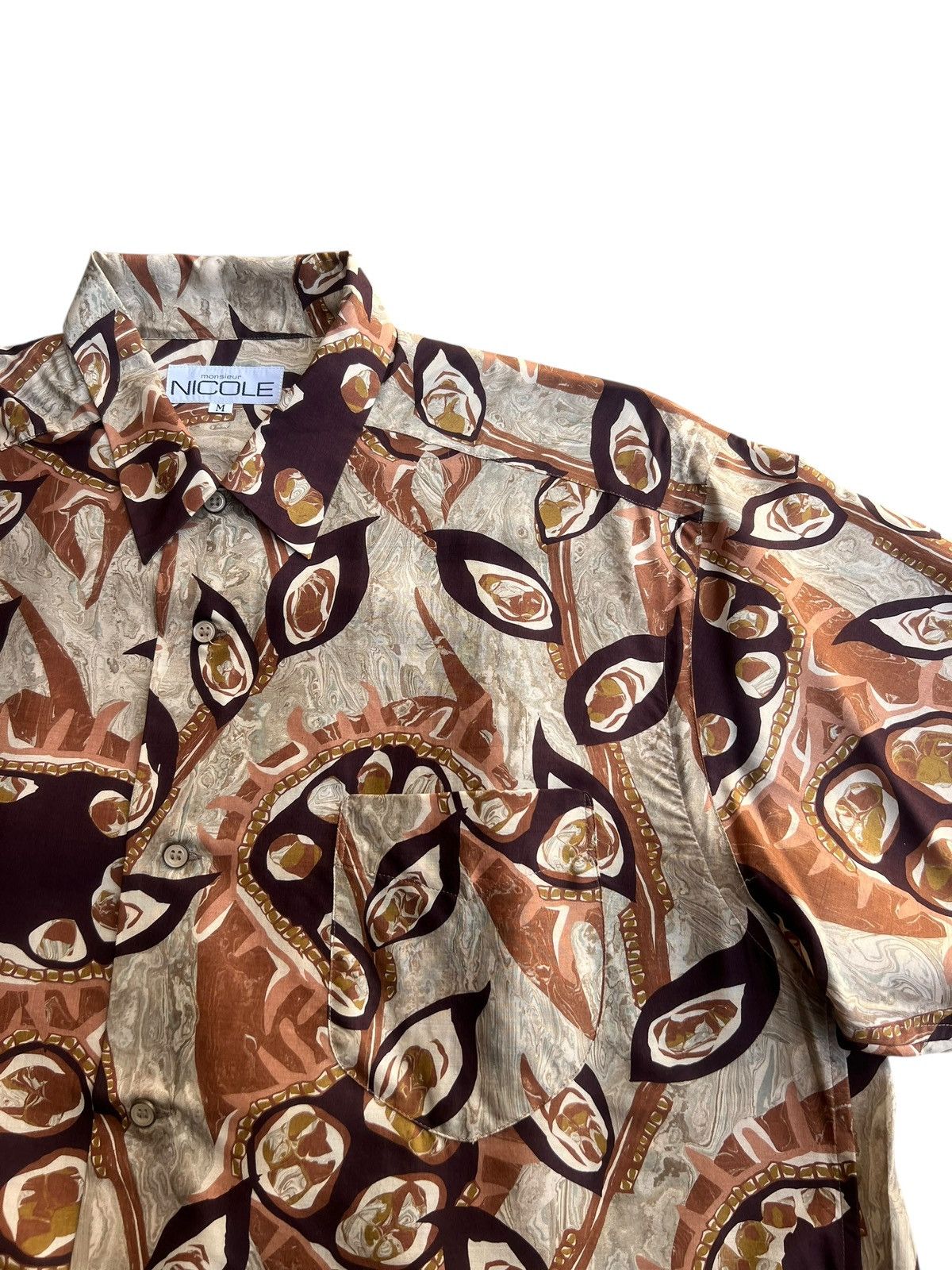 Japanese Brand Vintage 90s Monsieur Nicole Abstract Art 100% Silk Shirt Size US M / EU 48-50 / 2 - 10 Thumbnail