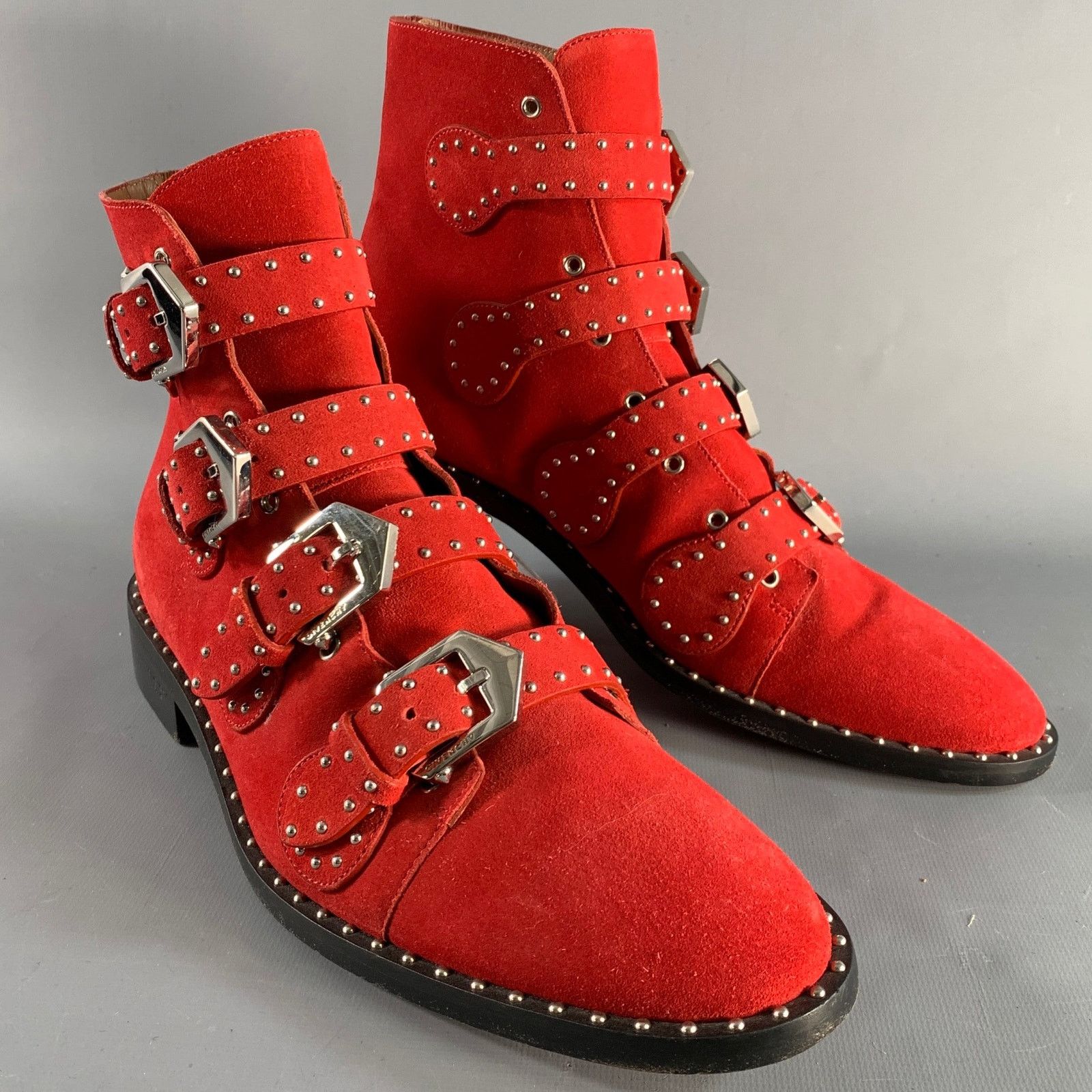 Givenchy GIVENCHY Size 9 Red Studded Leather Belted Boots Size US 9 / EU 42 - 1 Thumbnail