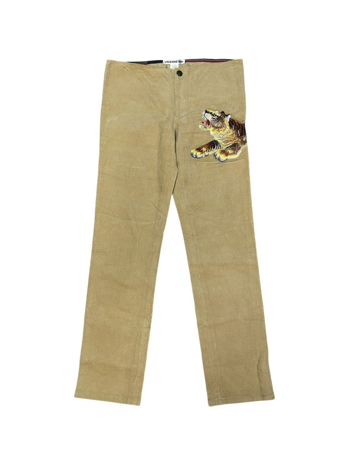 Vivienne Tam 00s Embroidered Corduroy Trousers Size 25" / US 0 / IT 36 - 1 Thumbnail