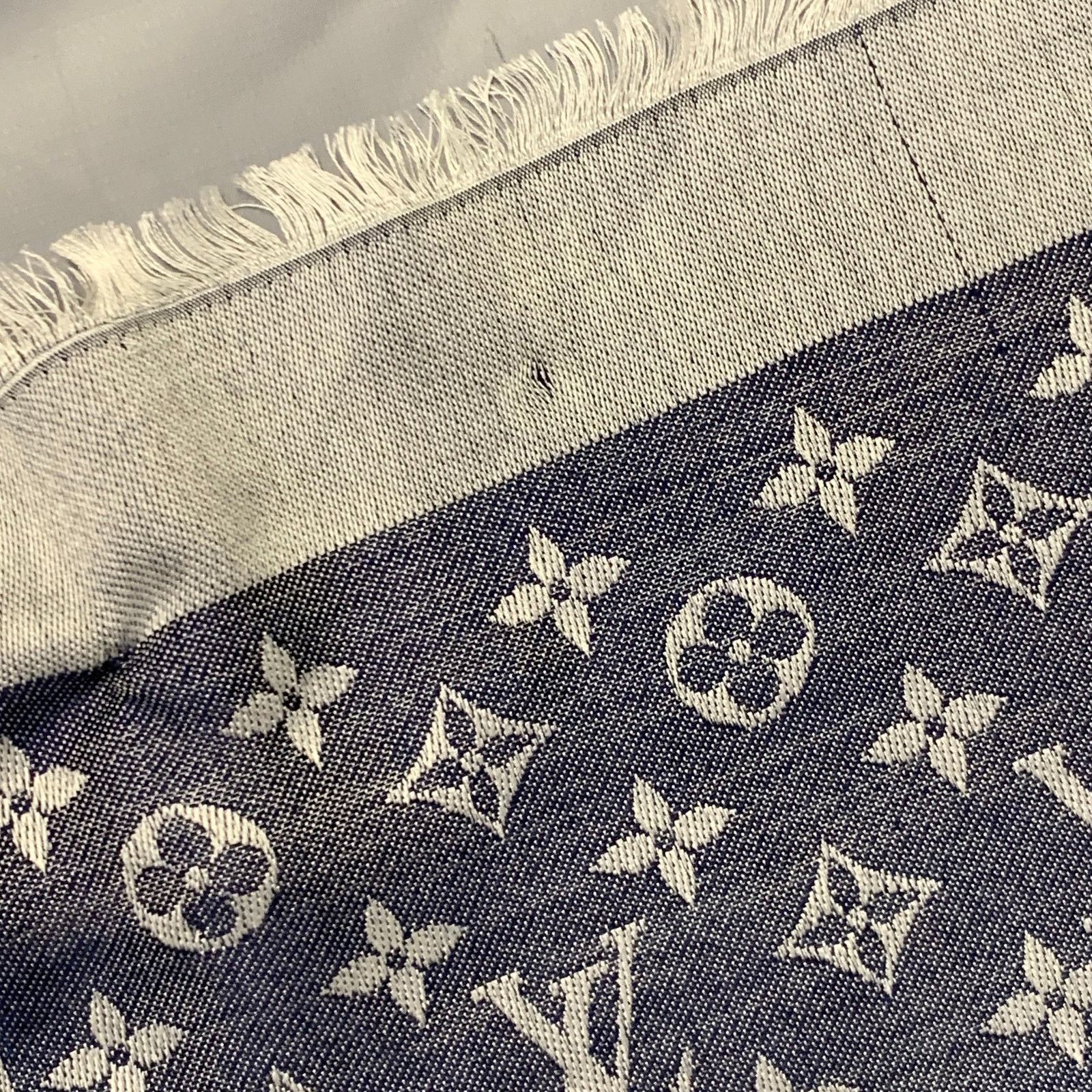 Louis Vuitton LOUIS VUITTON Monogram Silk Wool Square Fringe Scarf Shawl Size ONE SIZE - 5 Thumbnail
