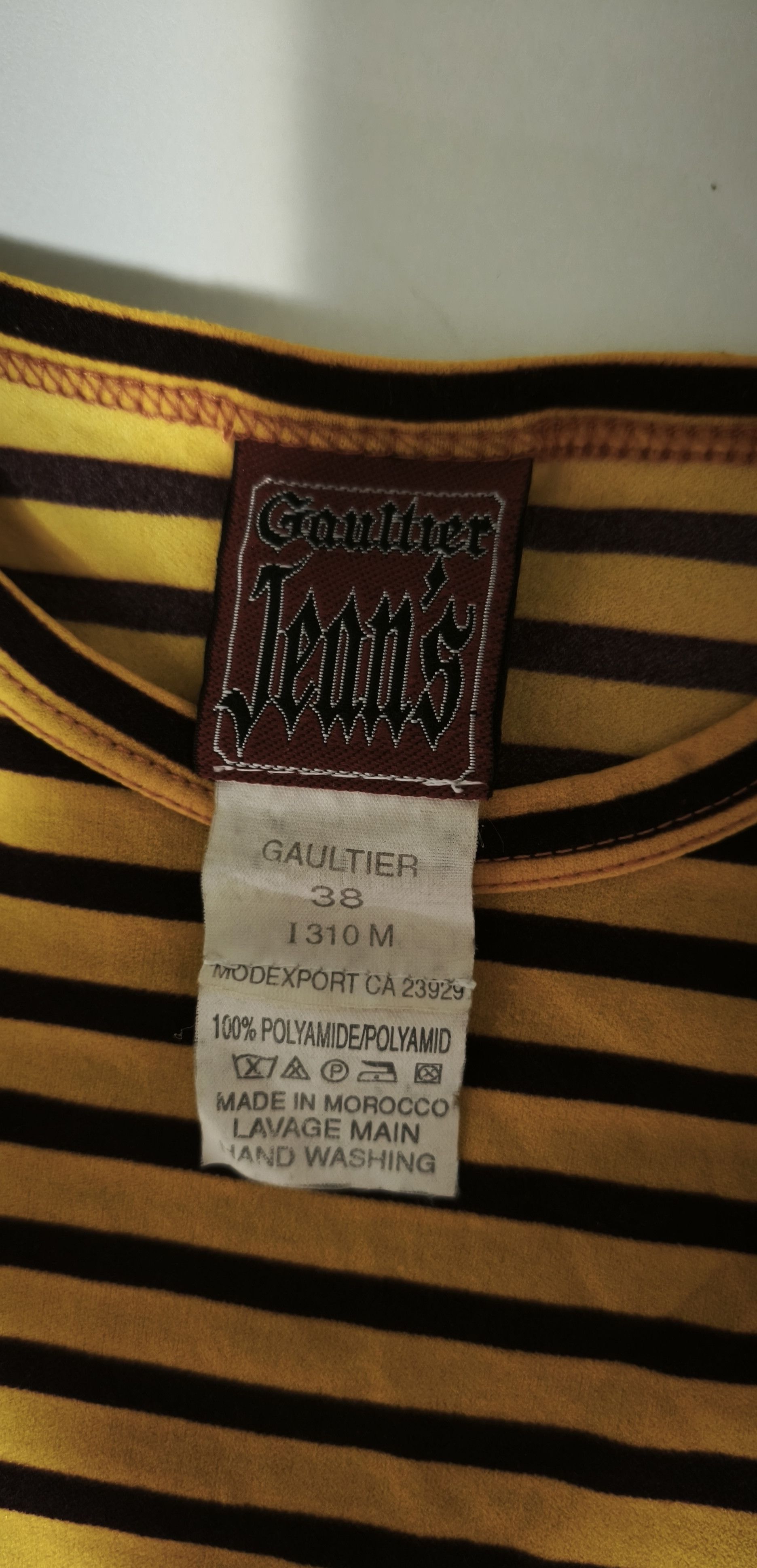 Jean Paul Gaultier Year: 1997 - Yellow and dark Brown stripes top Size S / US 4 / IT 40 - 13 Thumbnail