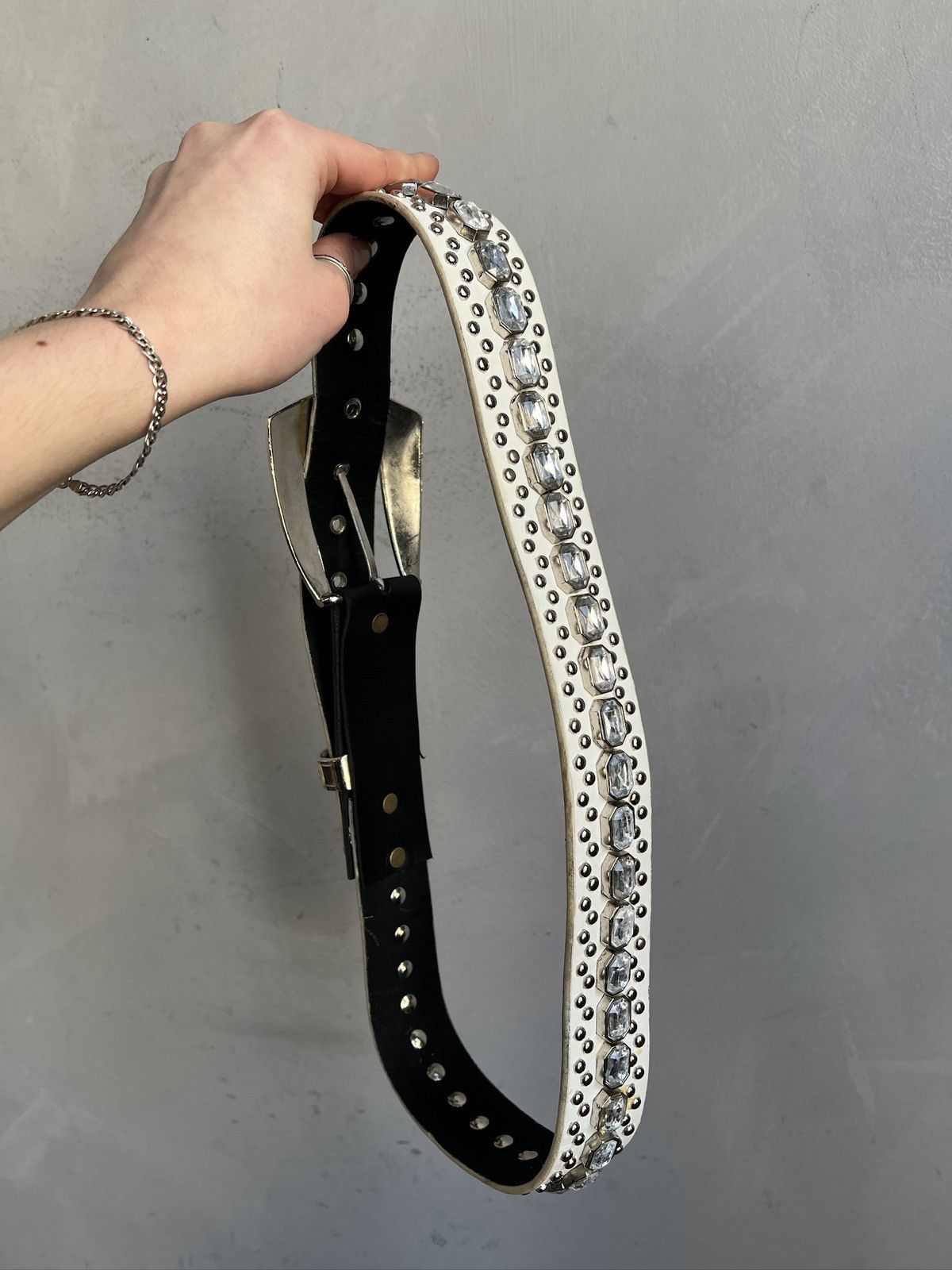 B.B. Simon B.B. Simon Style White Western Cowboy Belt Rainstoned Size ONE SIZE - 6 Thumbnail