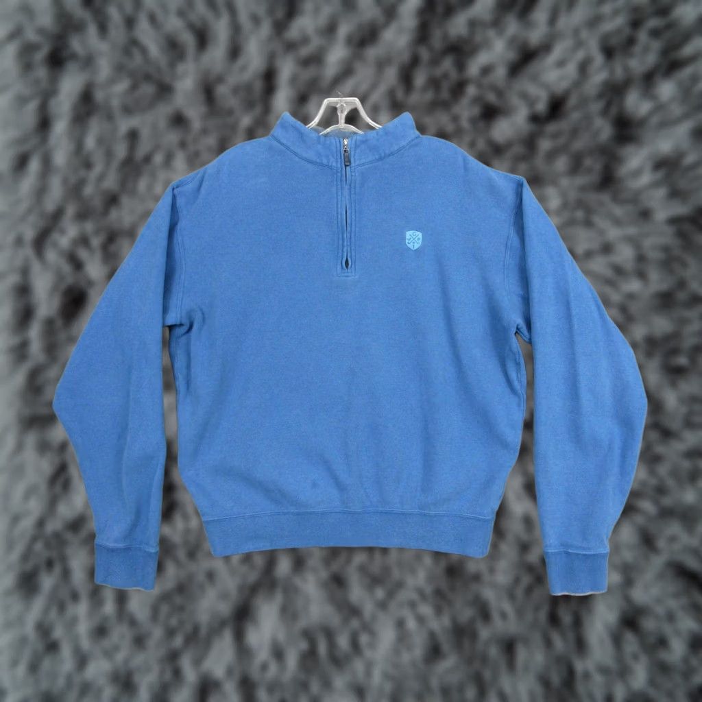 Peter Millar Peter Millar Pullover Mens Large Blue 1/4 Zip Golf Logo Sweatshirt Mock Neck Size US L / EU 52-54 / 3 - 1 Thumbnail