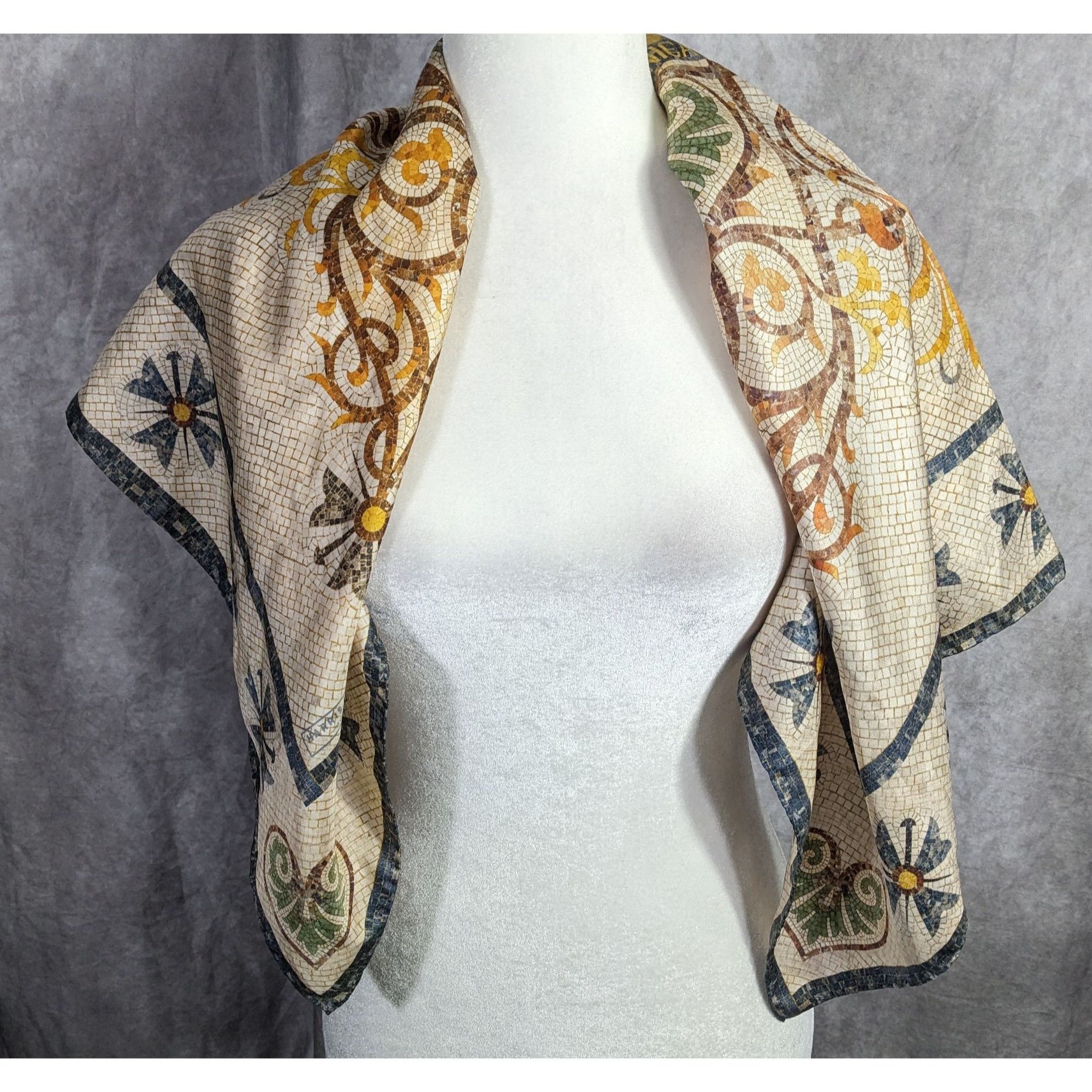 Other Vintage Harris Made England 100% Silk Scarf Medieval Mosaic Size ONE SIZE - 11 Thumbnail