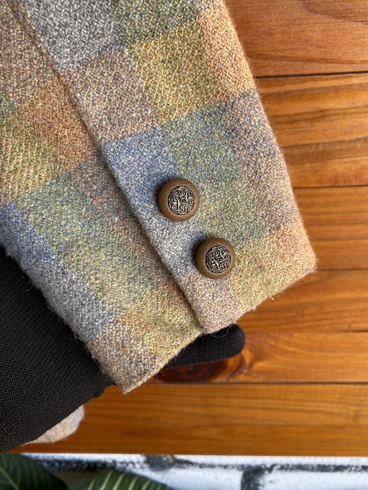 Japanese Brand Vintage Wool Plaid Blazer Jacket | Pastel Check Double Coat Size M / US 6-8 / IT 42-44 - 10 Thumbnail