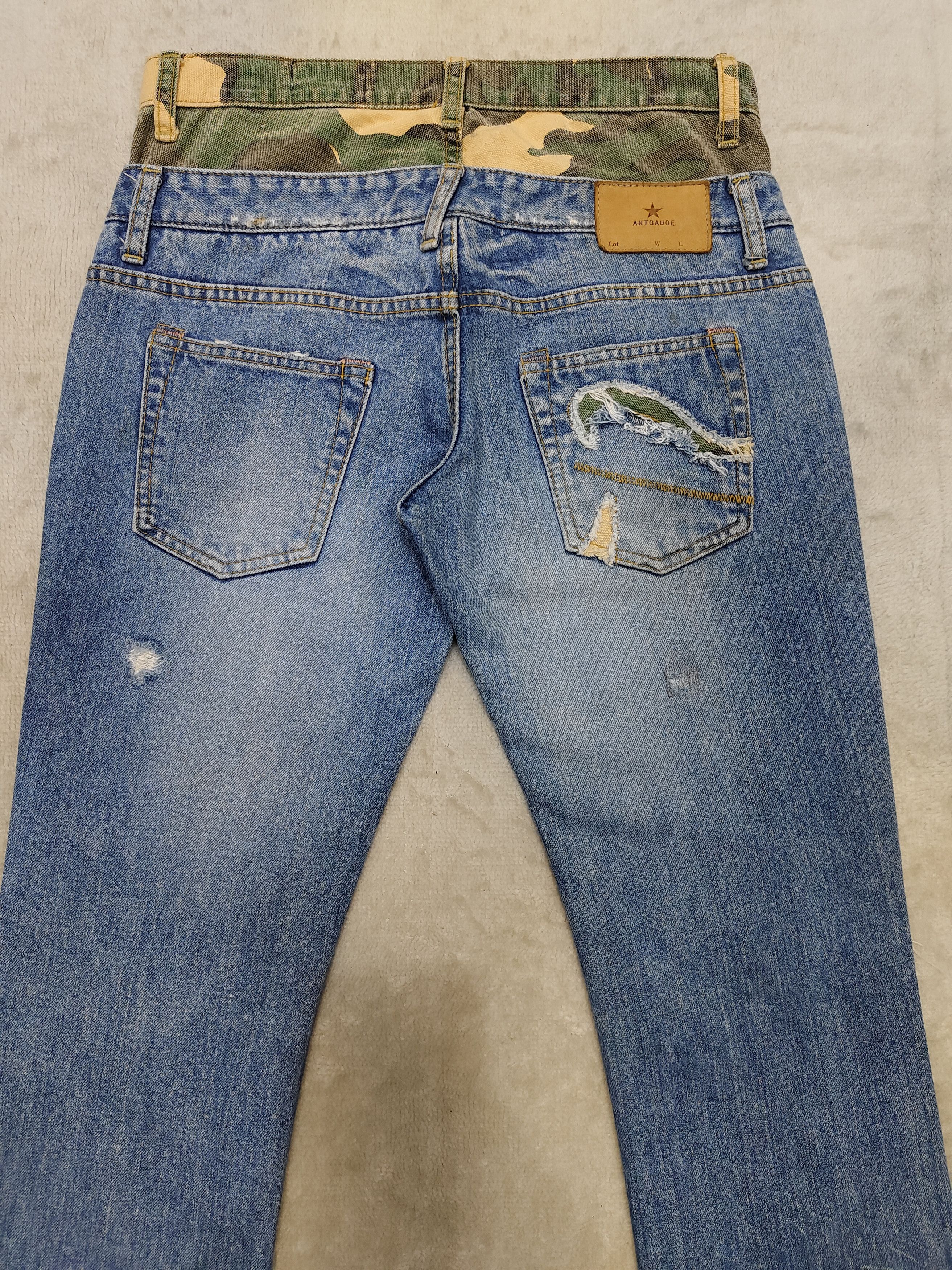 Japanese Brand 🇯🇵Vtg Antgauge🇯🇵Camouflage Pacthwork Ripped Double Waist Size 28" / US 6 / IT 42 - 5 Thumbnail