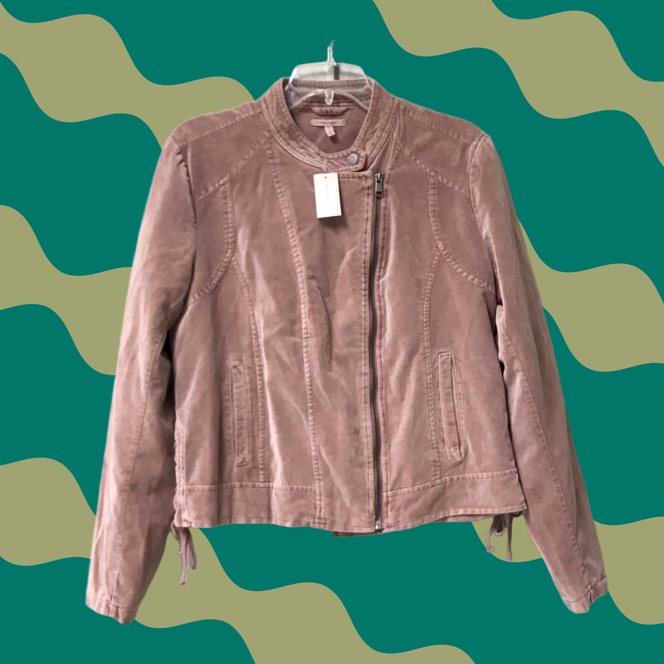 Vintage Maurices Women Rosy Brown Velvet Cropped Asymmetrical Zip Moto Jacket L Size L / US 10 / IT 46 - 1 Thumbnail