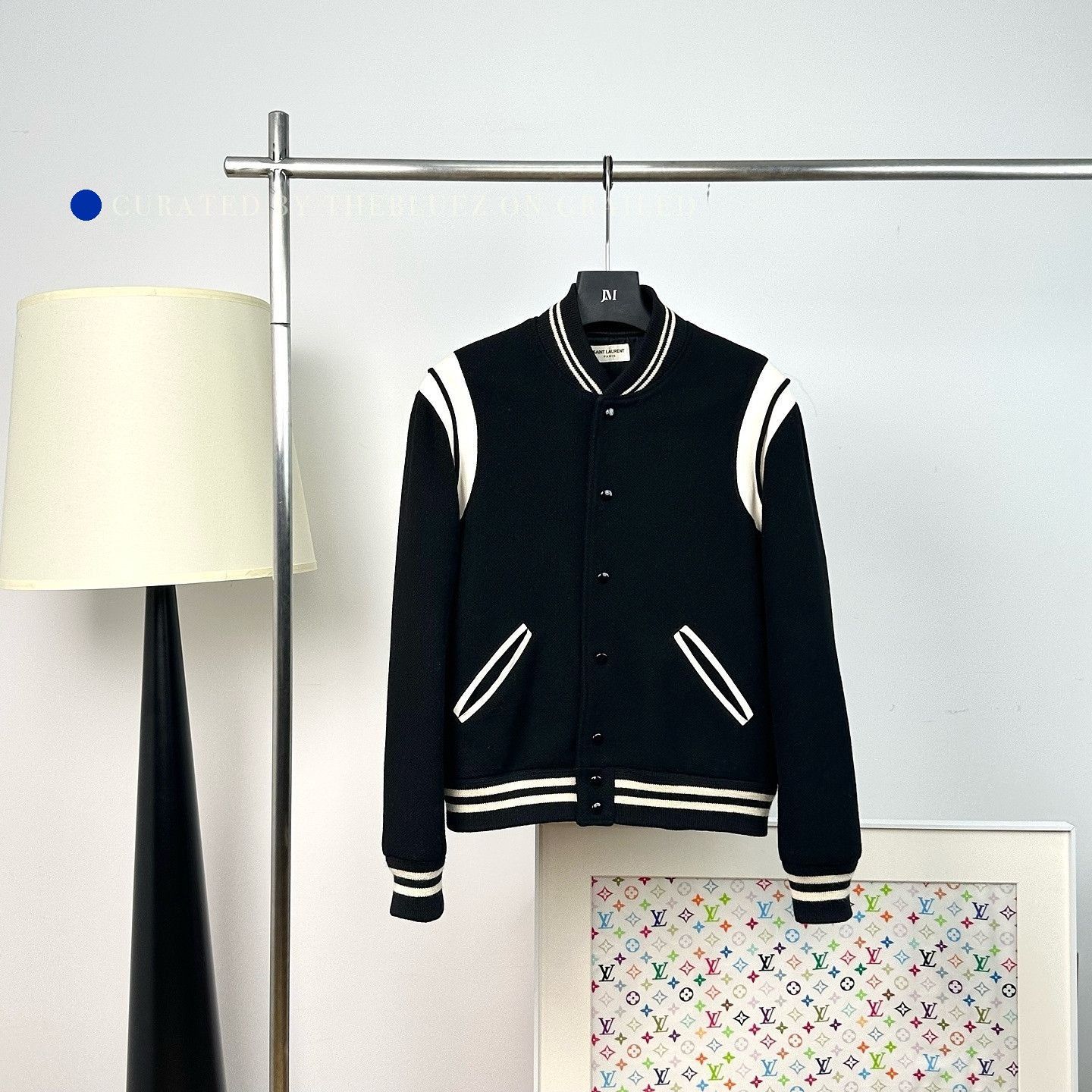 Saint Laurent Paris Striped Varsity Jacket in Black Size US L / EU 52-54 / 3 - 1 Thumbnail