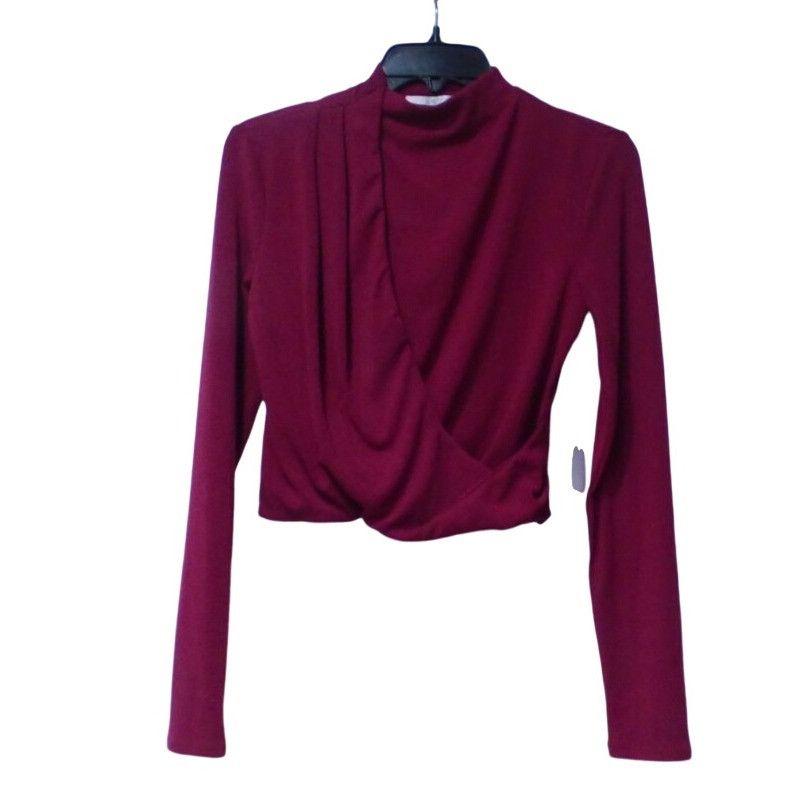 ASTR The Label ASTR Asymmetrical Pleated Cutout Mock Neck Sweater Top, Berr Size S / US 4 / IT 40 - 9 Thumbnail