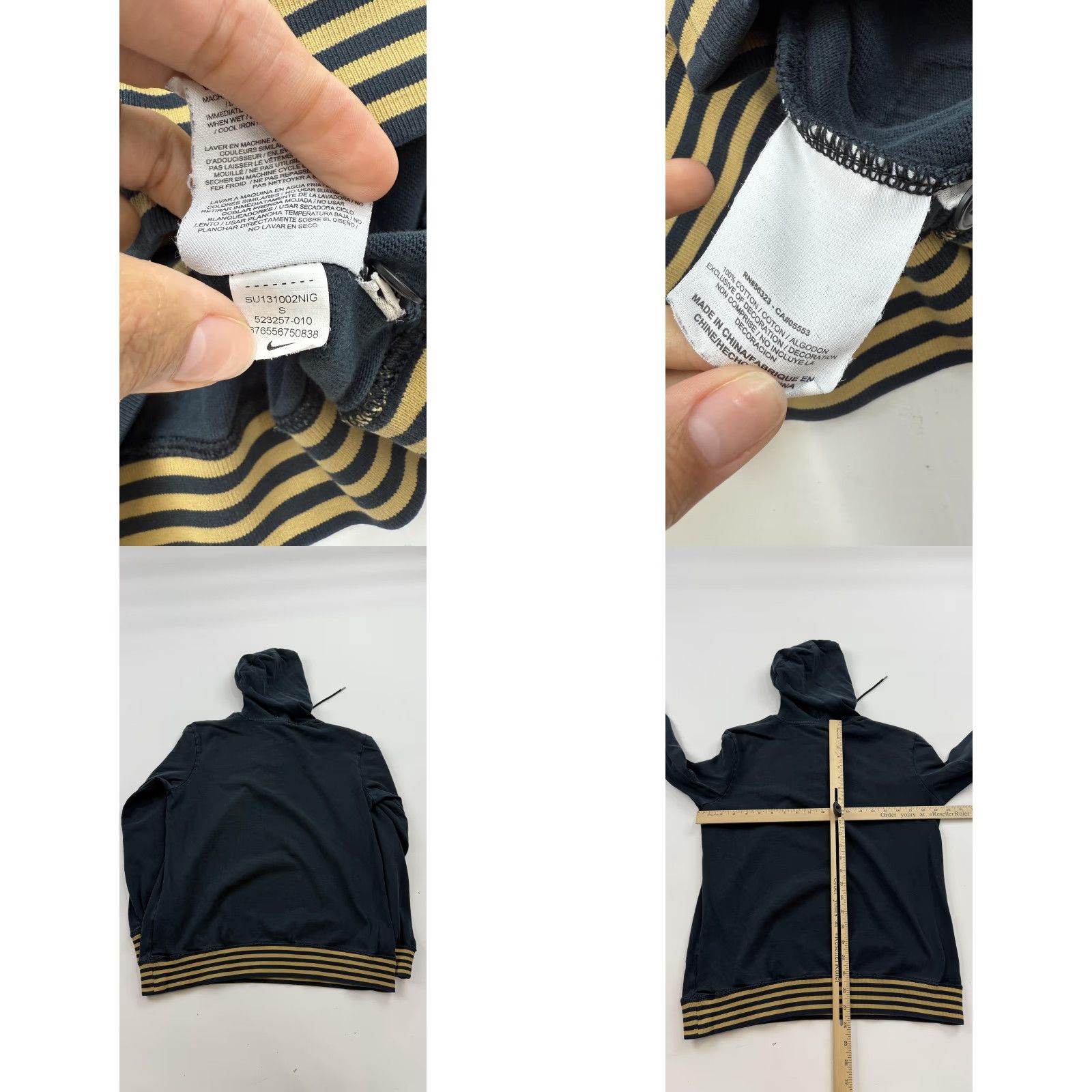 Nike Nike Hoodie Mens Small Blue Henley Striped Cotton Pullover Size US S / EU 44-46 / 1 - 8 Thumbnail