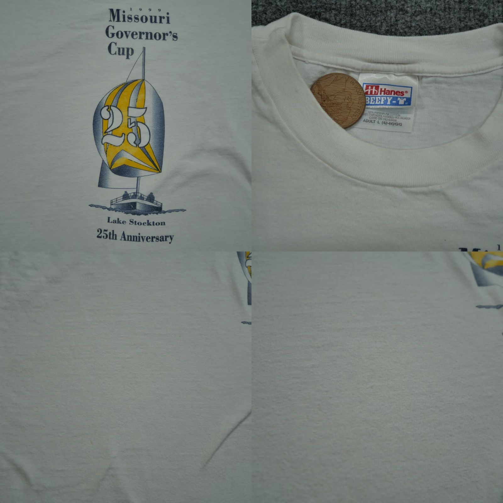 Hanes VINTAGE Missouri Governors Cup Adult Large White Yacht Sailing 1999 90s Nike Shirt Mens L White 1990s? Size US L / EU 52-54 / 3 - 8 Thumbnail