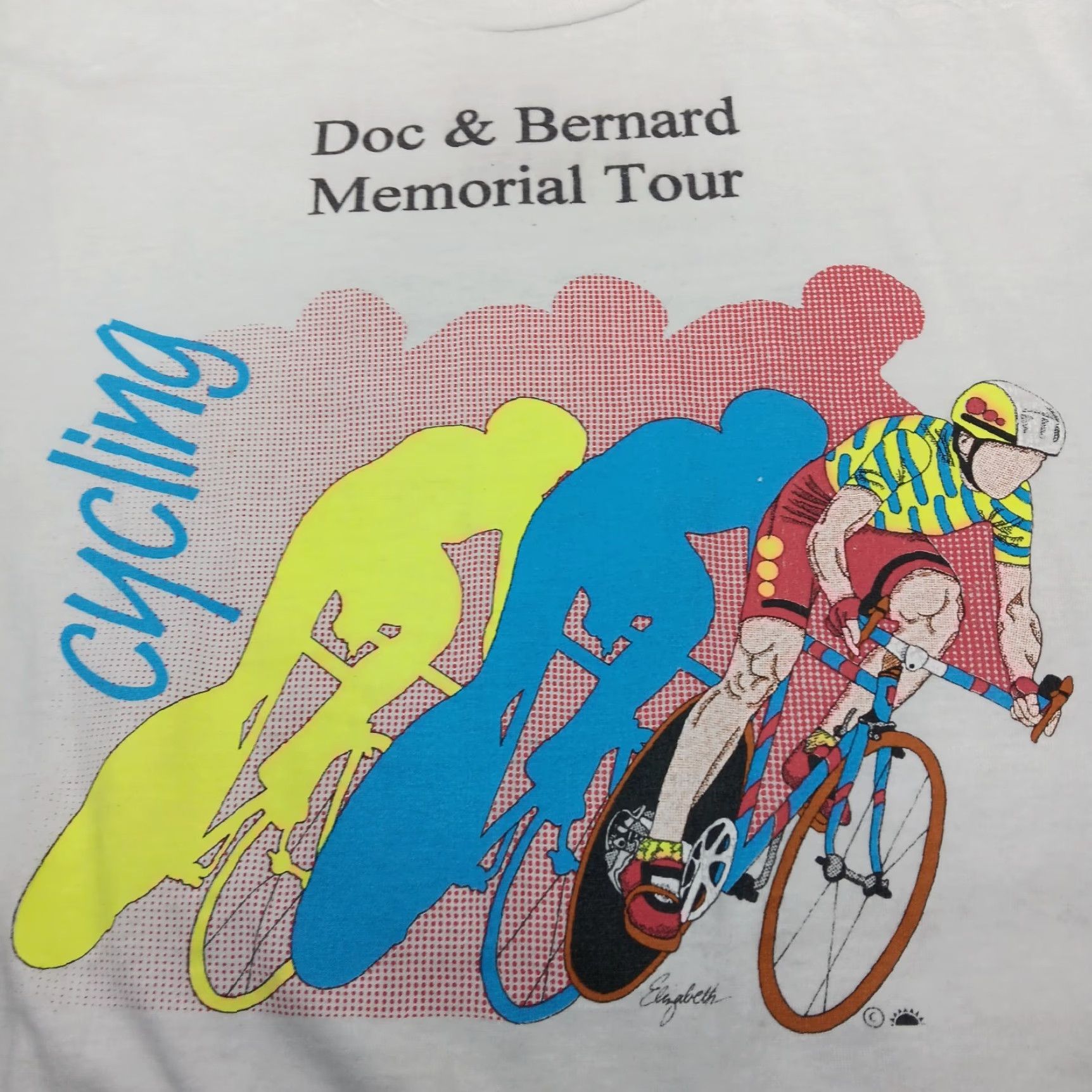 Fruit Of The Loom VINTAGE Doc And Bernard Memorial Tour Road Cycling Shirt XL Bike Single Stitch White Cotton/Polyester Knit Men Crew Neck Short Sleeve Size US XL / EU 56 / 4 - 2 Thumbnail