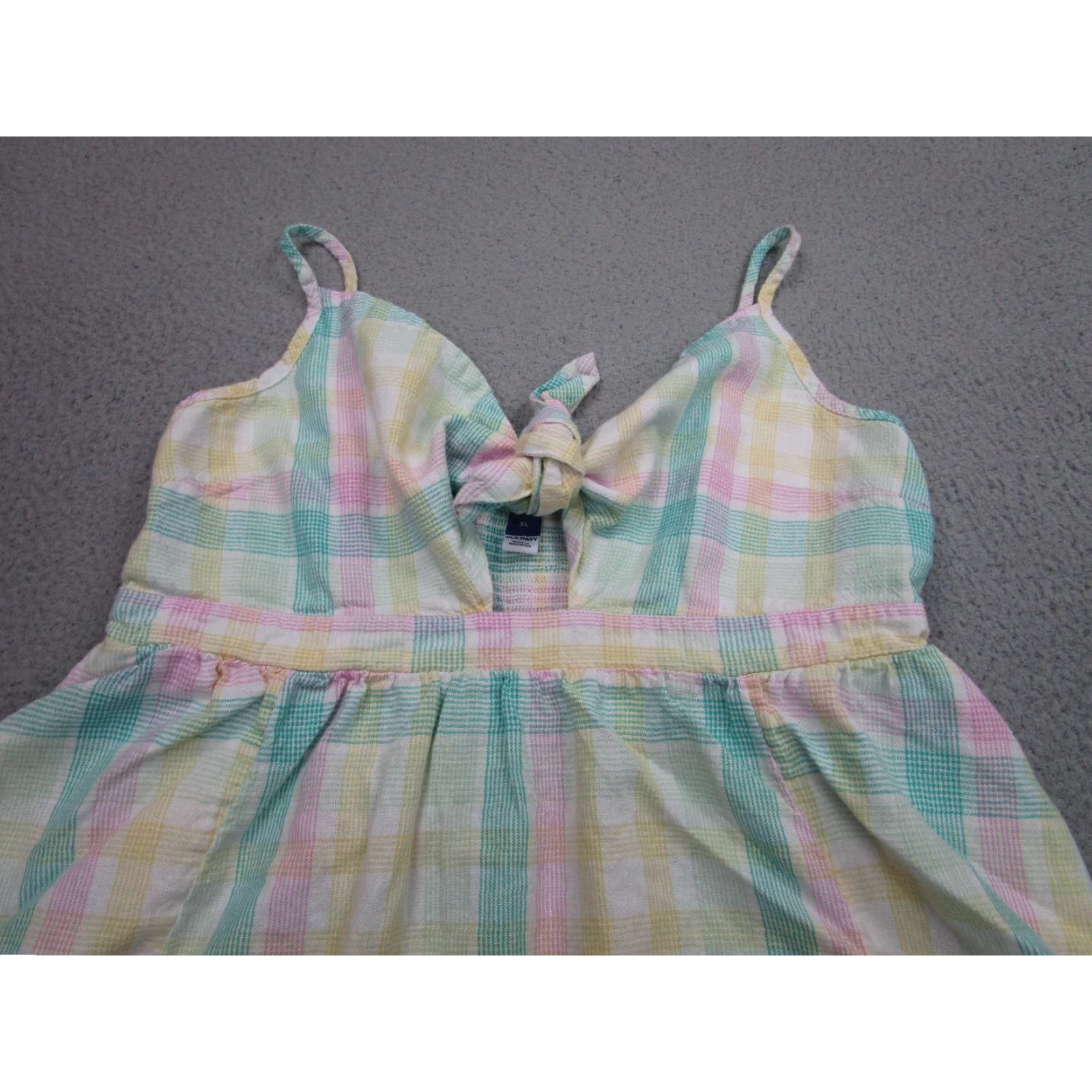 Old Navy Old Navy Dress Womens XL Multicolor Plaid Linen Blend Tie Front Sundress Summer Dress Size XL / US 12-14 / IT 48-50 - 2 Thumbnail