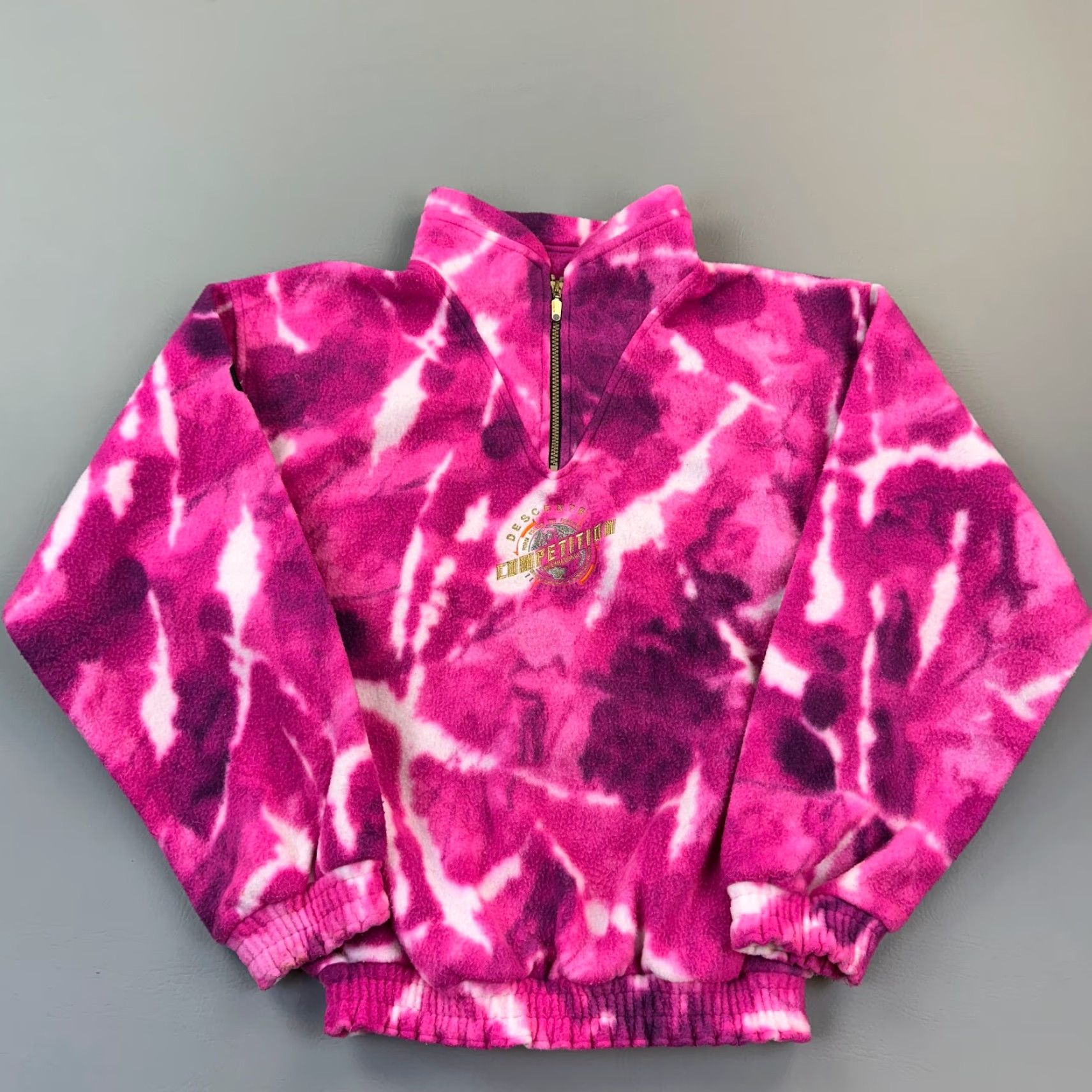 Pinko VINTAGE Descente Jacket Women's M Pink Tie Dye Fleece 1/4 Zip Pullover 90s Size M / US 6-8 / IT 42-44 - 2 Thumbnail