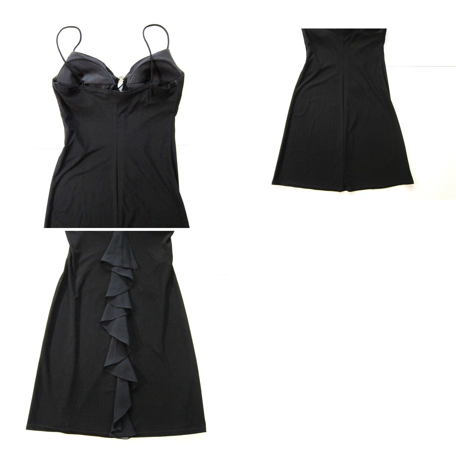 Vintage VINTAGE Jump JUMP Wendye Chaitin Jewel Black Stretch Spaghetti Strap Ruffle Dress 3/4 Dress Size S / US 4 / IT 40 - 8 Thumbnail