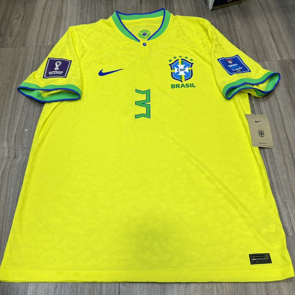 Nike Brazil WC 2022 player issue home shirt #3 T.Silva (Bnwt) Size US XL / EU 56 / 4 - 1 Thumbnail