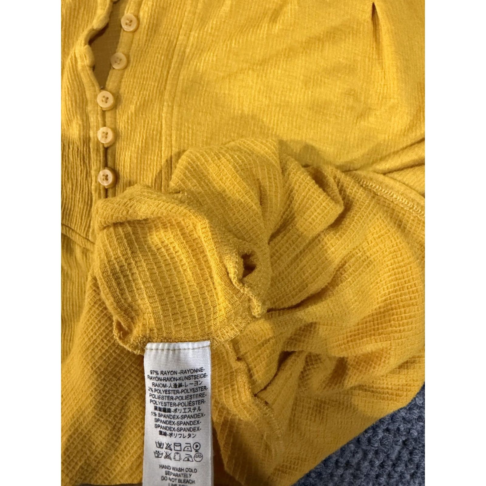 Free People Free People Dress Womens M Yellow Henley Ruffle Hem Bell Sleeve Trapeze Cardig? Size M / US 6-8 / IT 42-44 - 5 Thumbnail