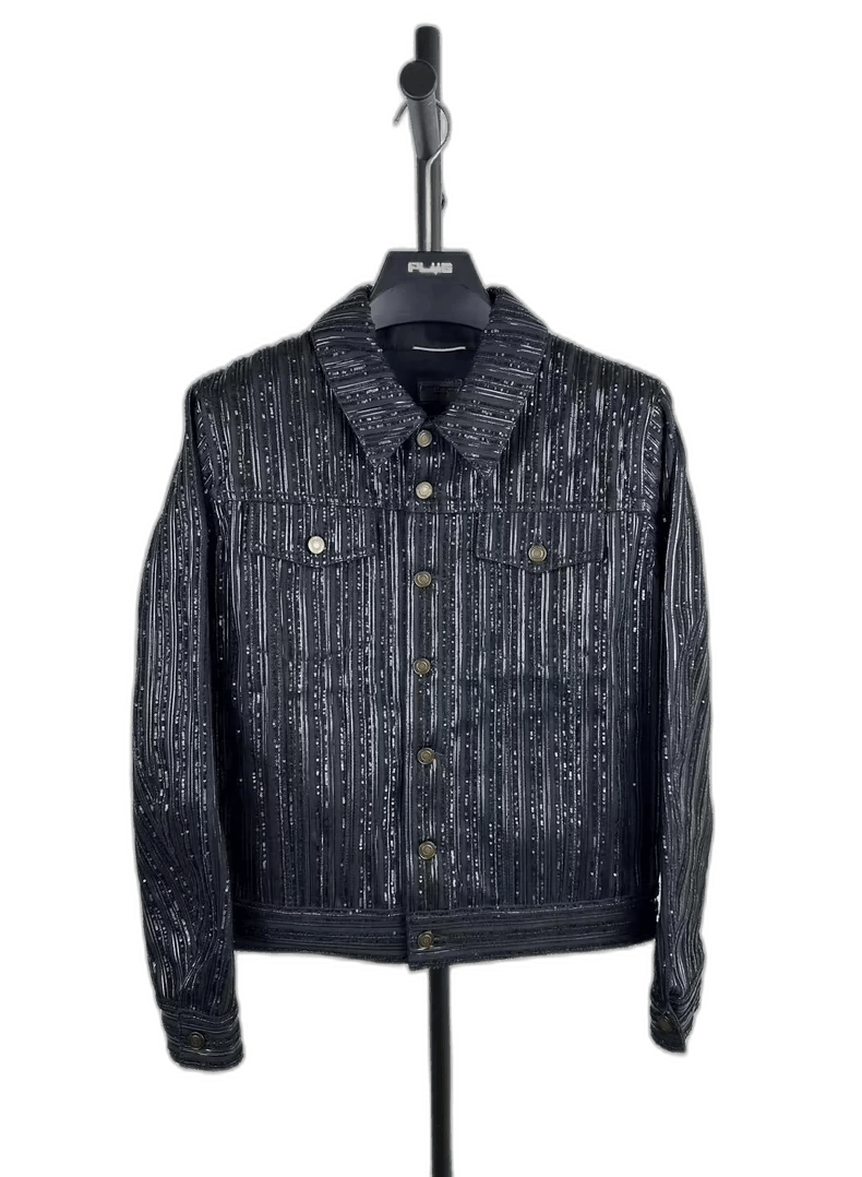 saint laurent denim jacket with beads-2507
