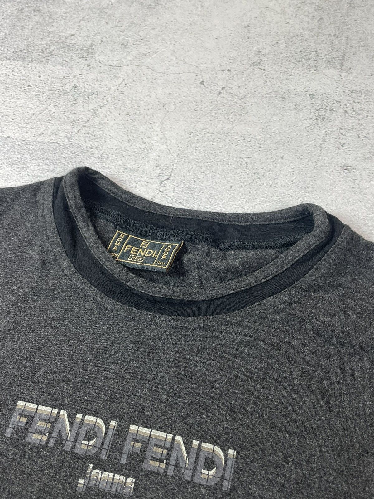 Fendi × Vintage Vintage 90s Fendi Jeans FF Graphic Logo Longsleeve Gray Size M / US 6-8 / IT 42-44 - 5 Thumbnail