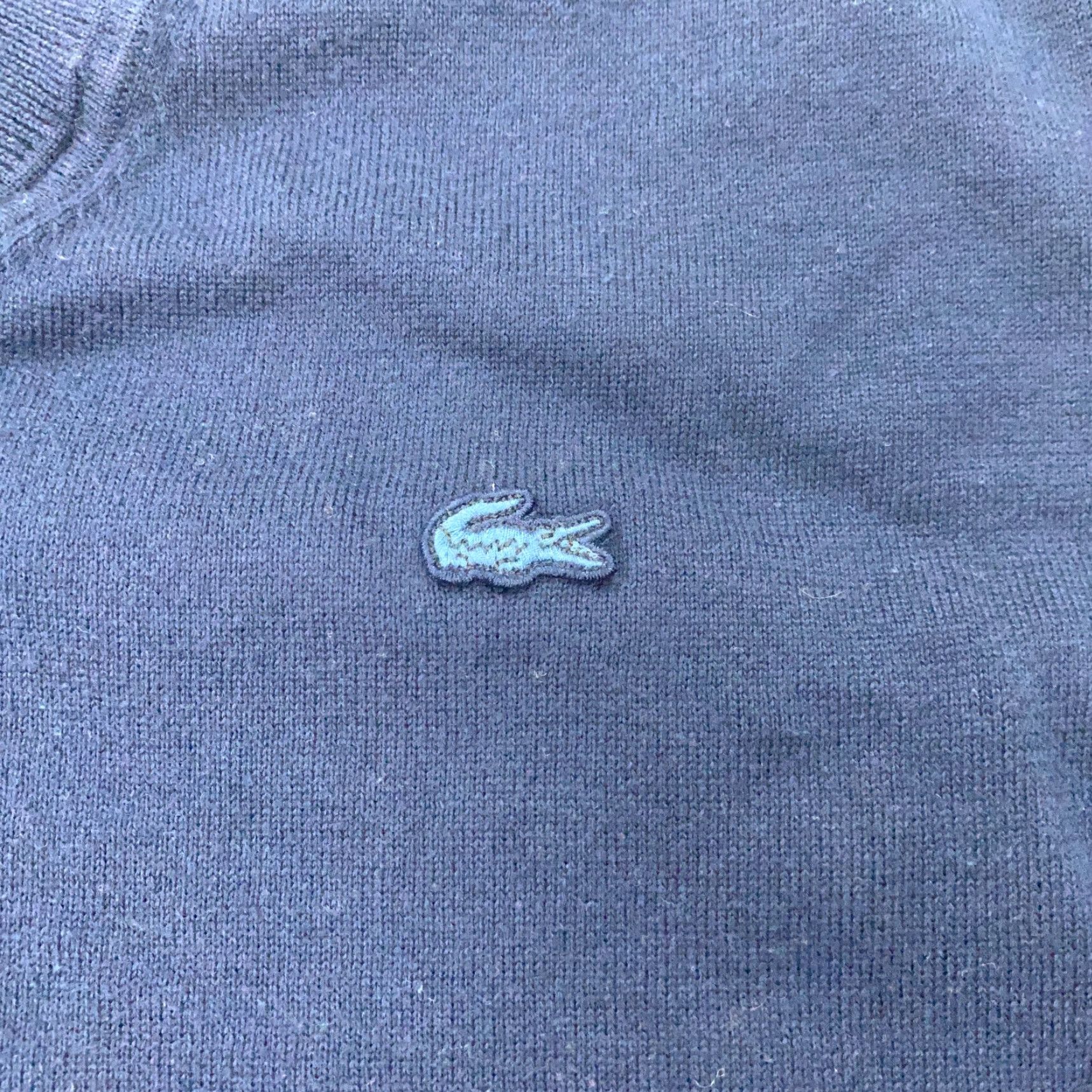 Lacoste LACOSTE Sweater Mens Large Blue V-Neck Knit Pullover Casual Elbow Patches Size US L / EU 52-54 / 3 - 4 Thumbnail