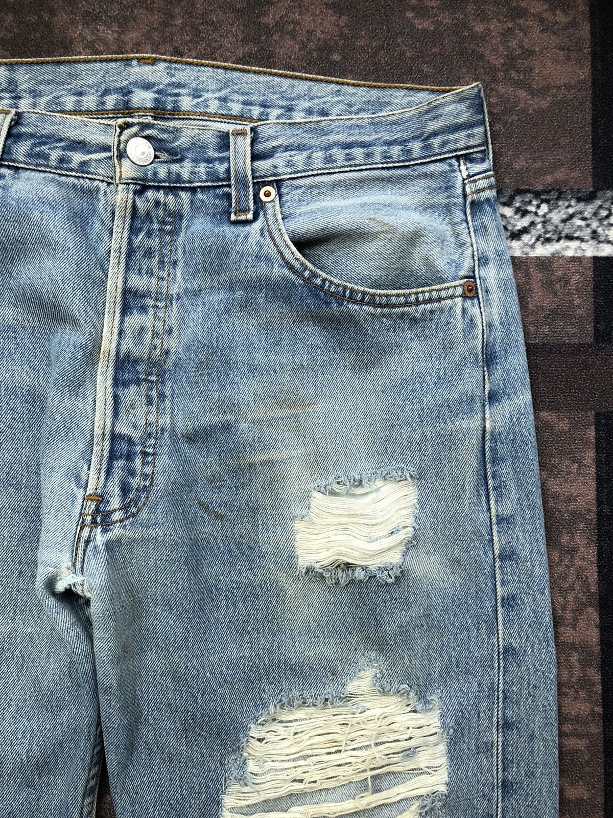 Levi's Vintage Levi's 501 Ripped/Distressed Baggy Jeans Size US 34 / EU 50 - 4 Thumbnail