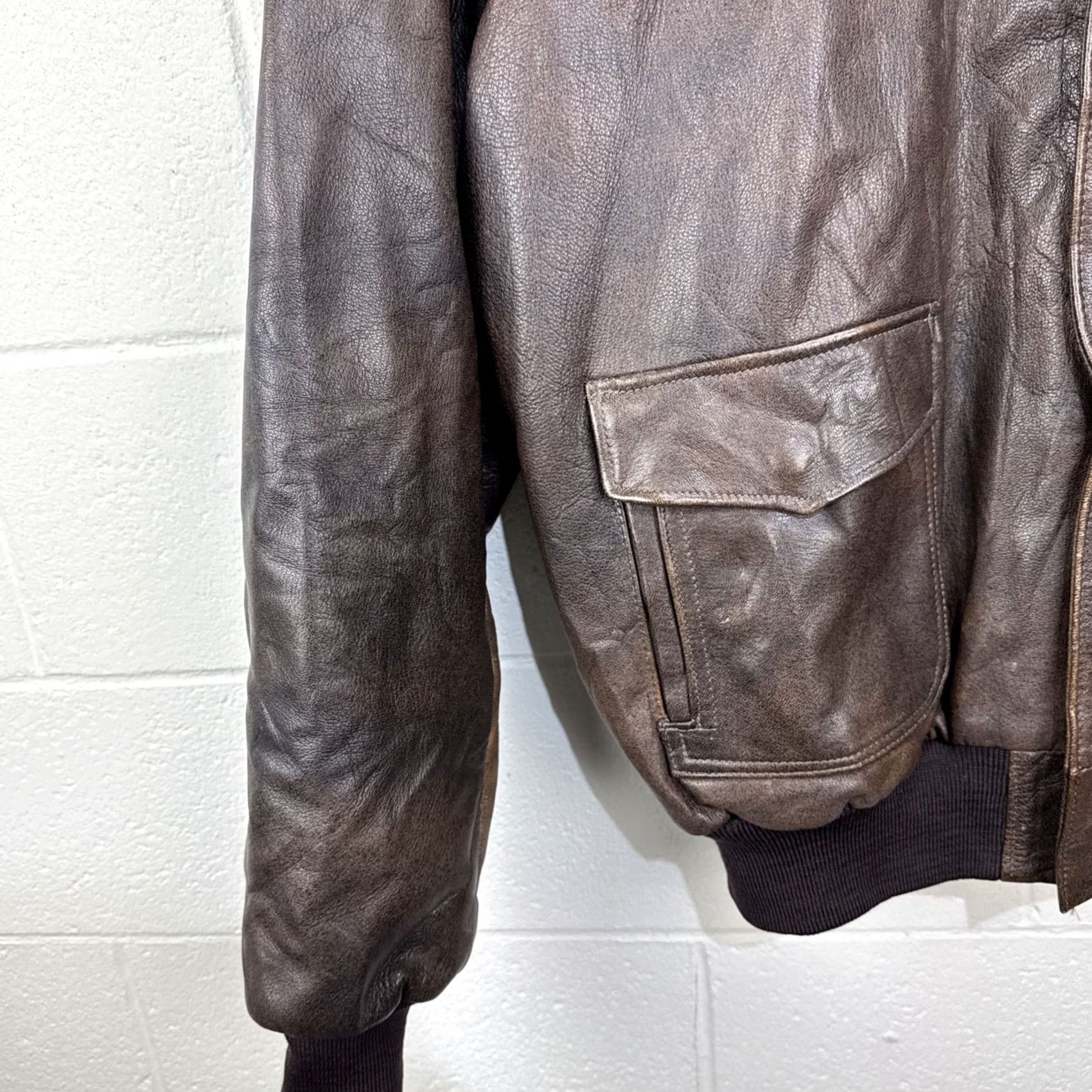 Vintage VINTAGE LL Bean Bomber Jacket Brown Leather Goatskin Wool Trim USA Aviator Size 46 Men Size US S / EU 44-46 / 1 - 5 Thumbnail