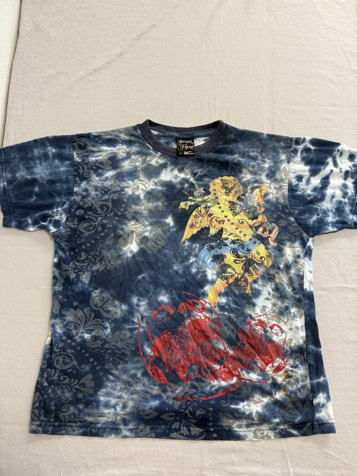 Designer Y2K Pacific Flyer Blue Tie Dye Skulls & Cupid Layers - L Size US L / EU 52-54 / 3 - 1 Thumbnail