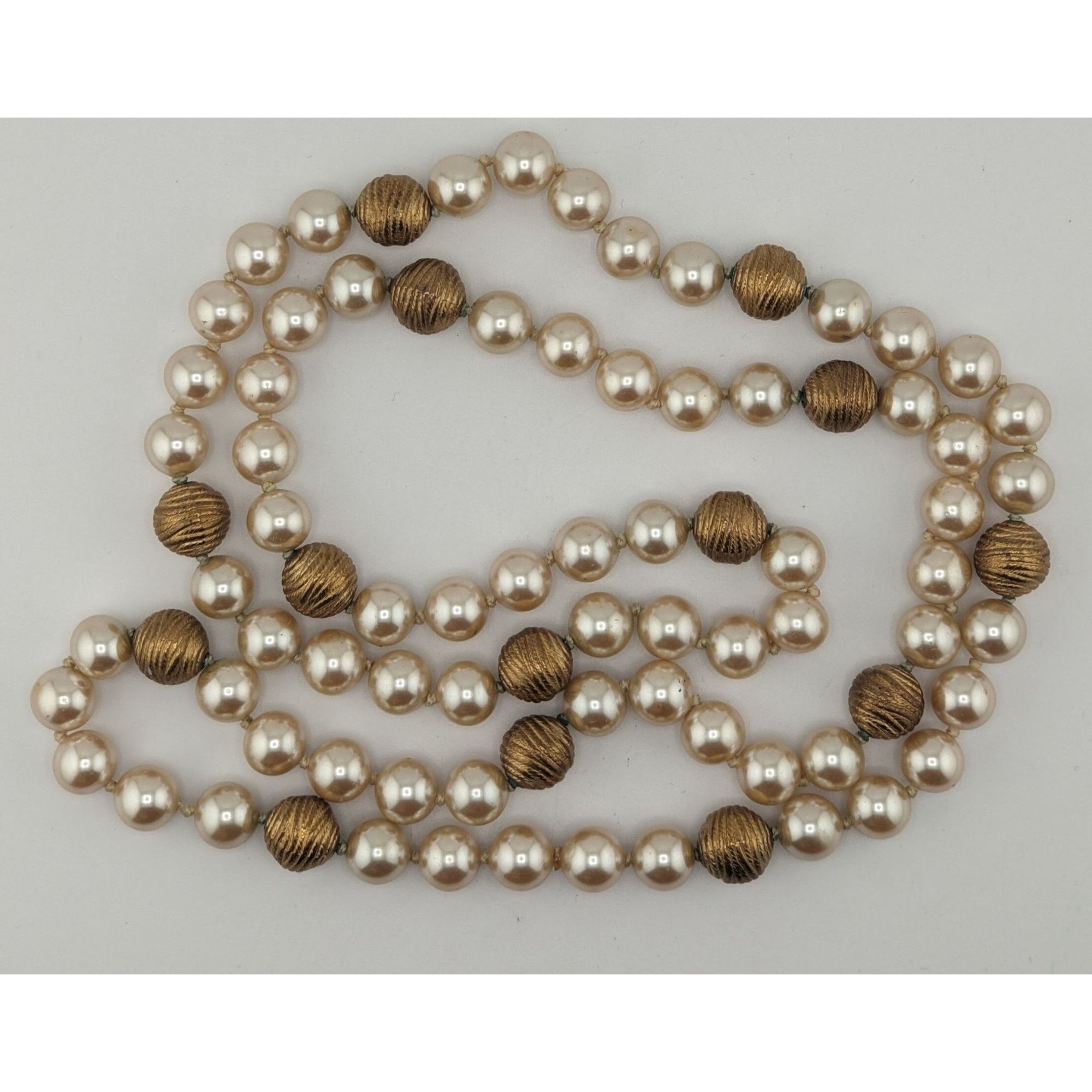 Other Vintage Glam Glass Pearl Necklace With Gold-Tone Accents Size ONE SIZE - 4 Thumbnail