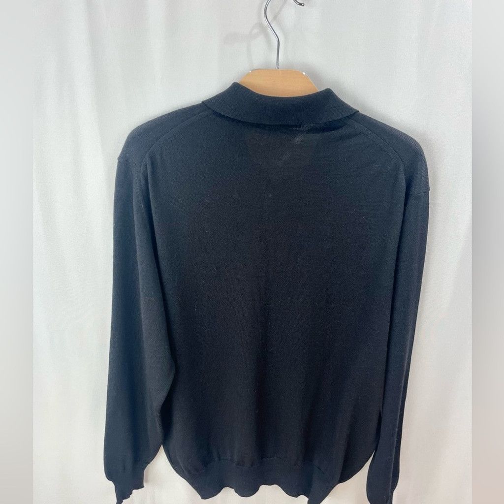 Other Mino Lombardi Black 100% Wool Polo Sweater Size 54/ XL Size US L / EU 52-54 / 3 - 3 Thumbnail