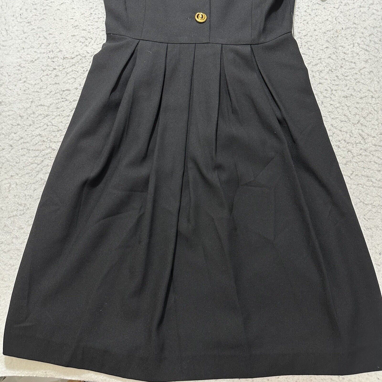 Vintage Vintage Kasper For ASL 10 Gold Button V-Neck Black Dress Size L / US 10 / IT 46 - 6 Thumbnail