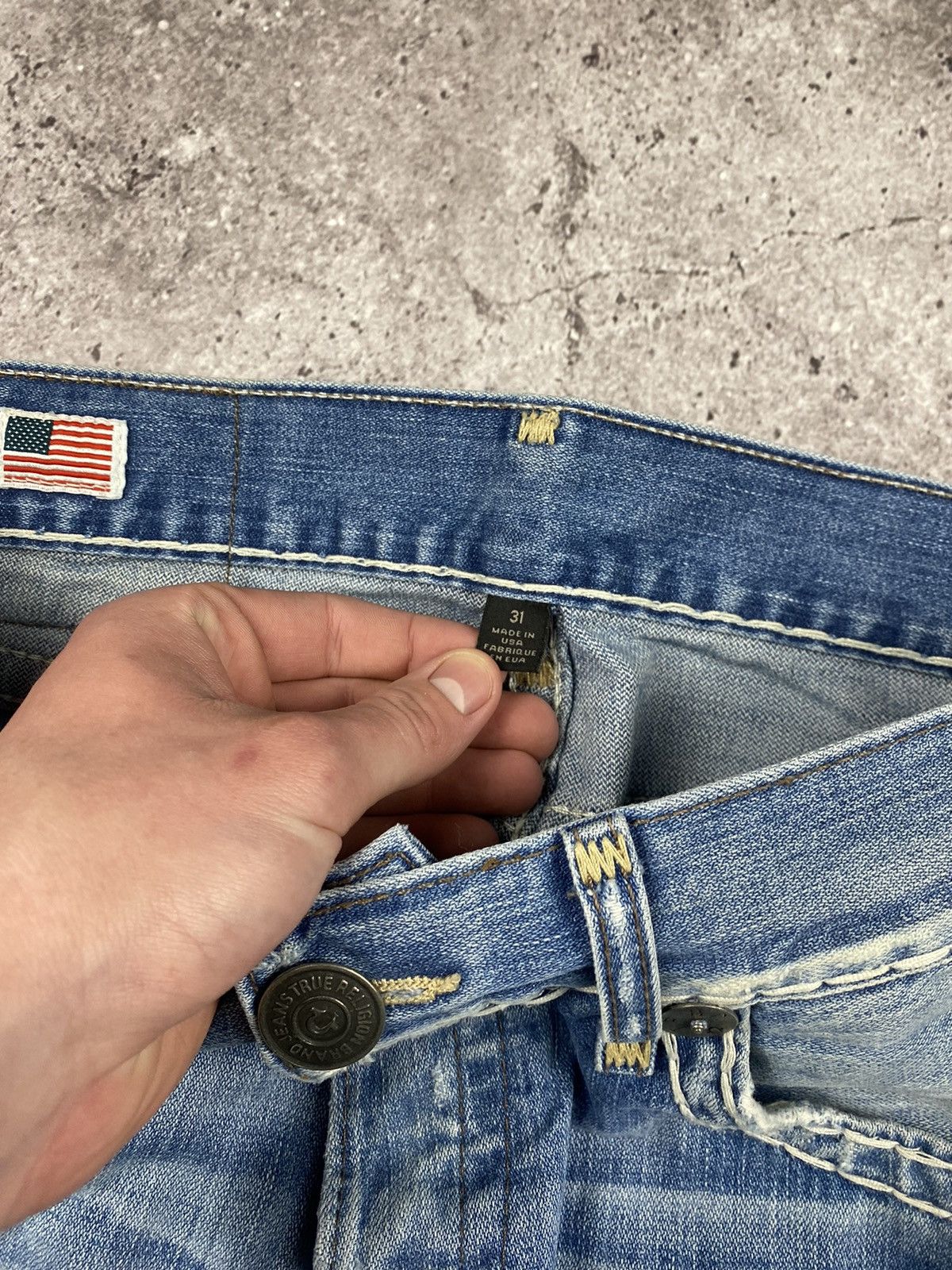 Japanese Brand × True Religion × Vintage Crazy Vintage Y2K True Religion Faded Distressed Baggy Jeans Size US 31 - 9 Thumbnail