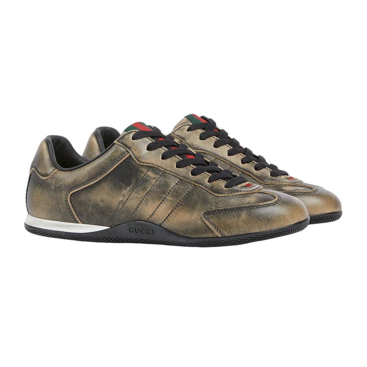 Gucci GUCCI Shift $1050 Black Leather Sneakers New & Authentic (Wo Size US 8 / IT 38 - 2 Thumbnail