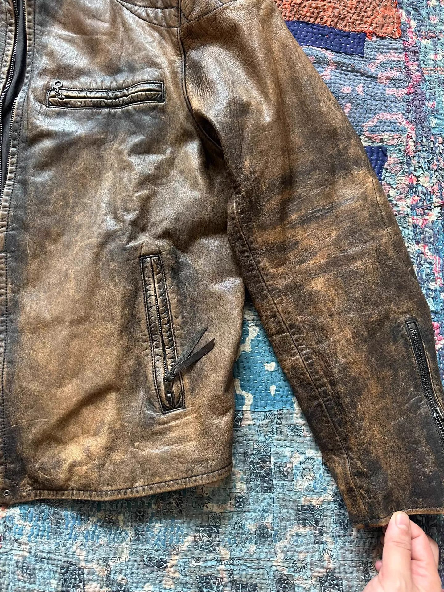 Polo Ralph Lauren Polo RL RRL Distressed Biker Leather Jacket L Size US L / EU 52-54 / 3 - 6 Thumbnail