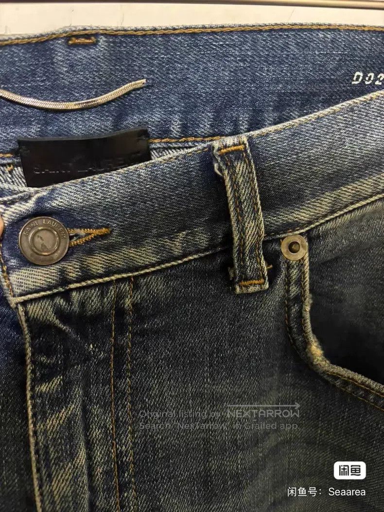 Saint Laurent Paris Saint Laurent Paris Blue Destroyed Washed Stitched Ripped Size US 34 / EU 50 - 3 Thumbnail