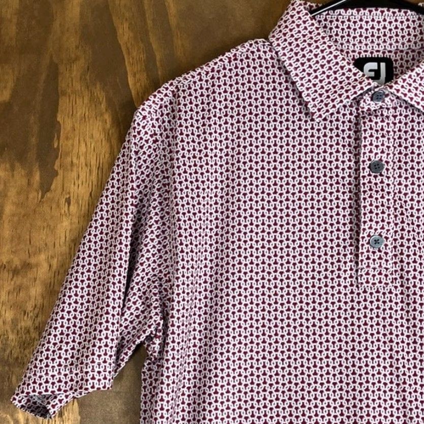Footjoy FootJoy Mens Polo Shirt Short Sleeve Collared Lisle Loop Stretch M Burgundy Red Athletic Mens Shirt Size US M / EU 48-50 / 2 - 4 Thumbnail
