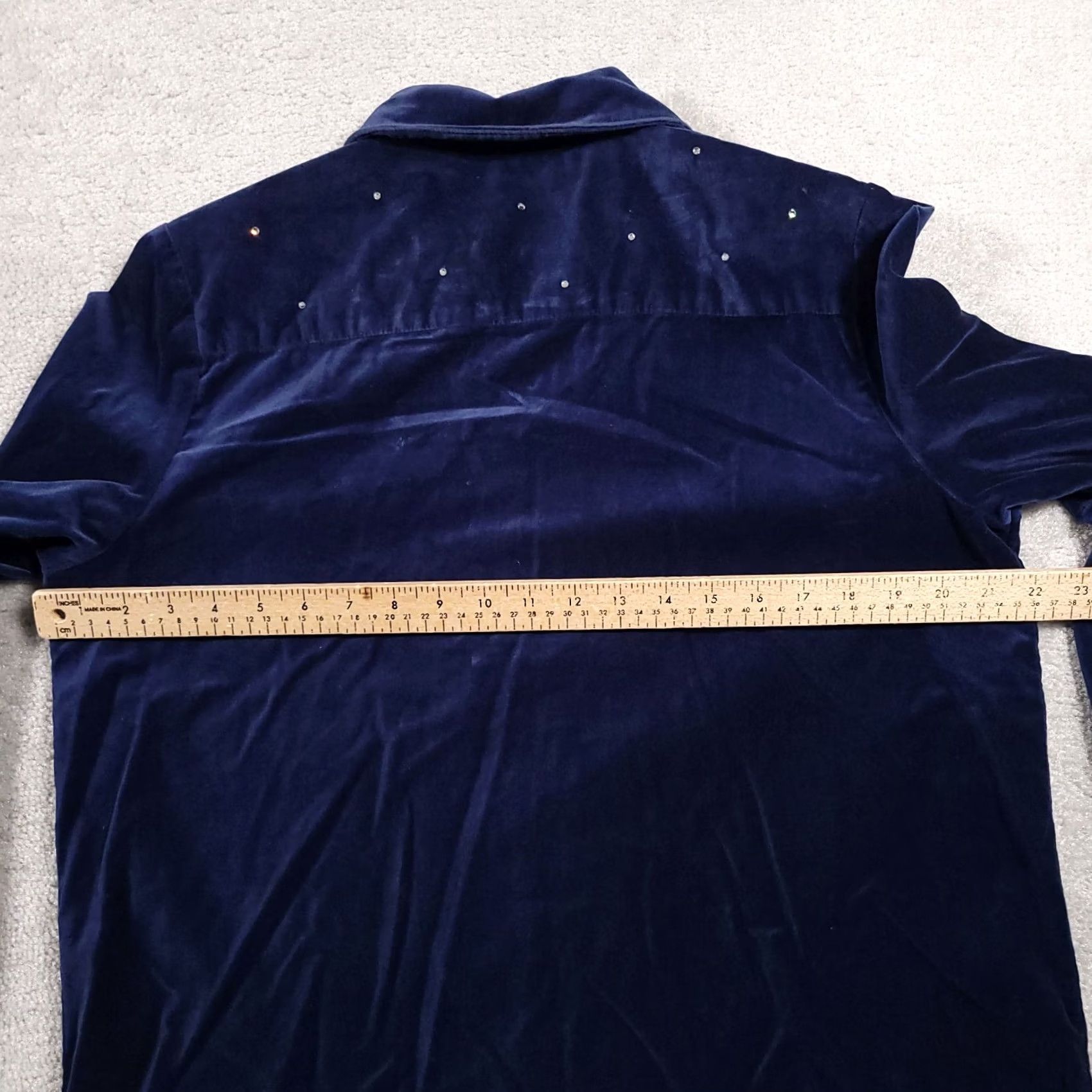 Quacker Factory VINTAGE Quacker Factory Zip Jacket Women's Medium Blue Long Sleeve Rhinestone Studded Jacket Size M / US 6-8 / IT 42-44 - 7 Thumbnail